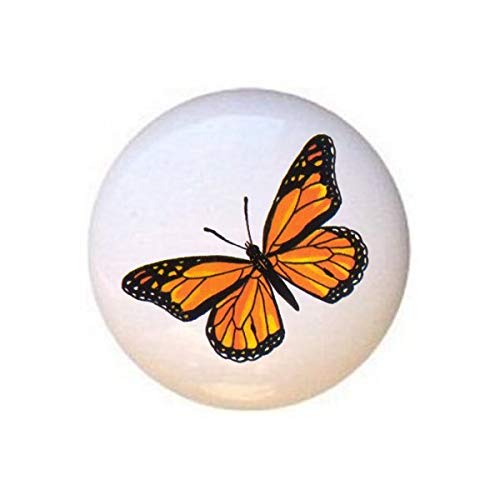 DVR Collection Monarch Butterfly Ceramic Cabinet Knobs & Dresser Drawer Pulls - Vintage Style Hardware for Kitchen, Bathroom & Furniture Upgrade