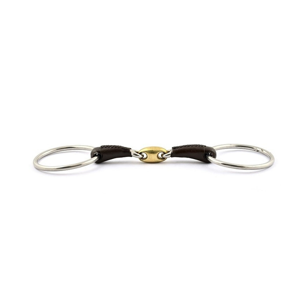 Premium Leather Covered French Link Bit with Large Rings - Comfortable & Durable Horse Bit for Dressage, Jumping & Training - Ideal for Equestrian Sports & Riding Lessons