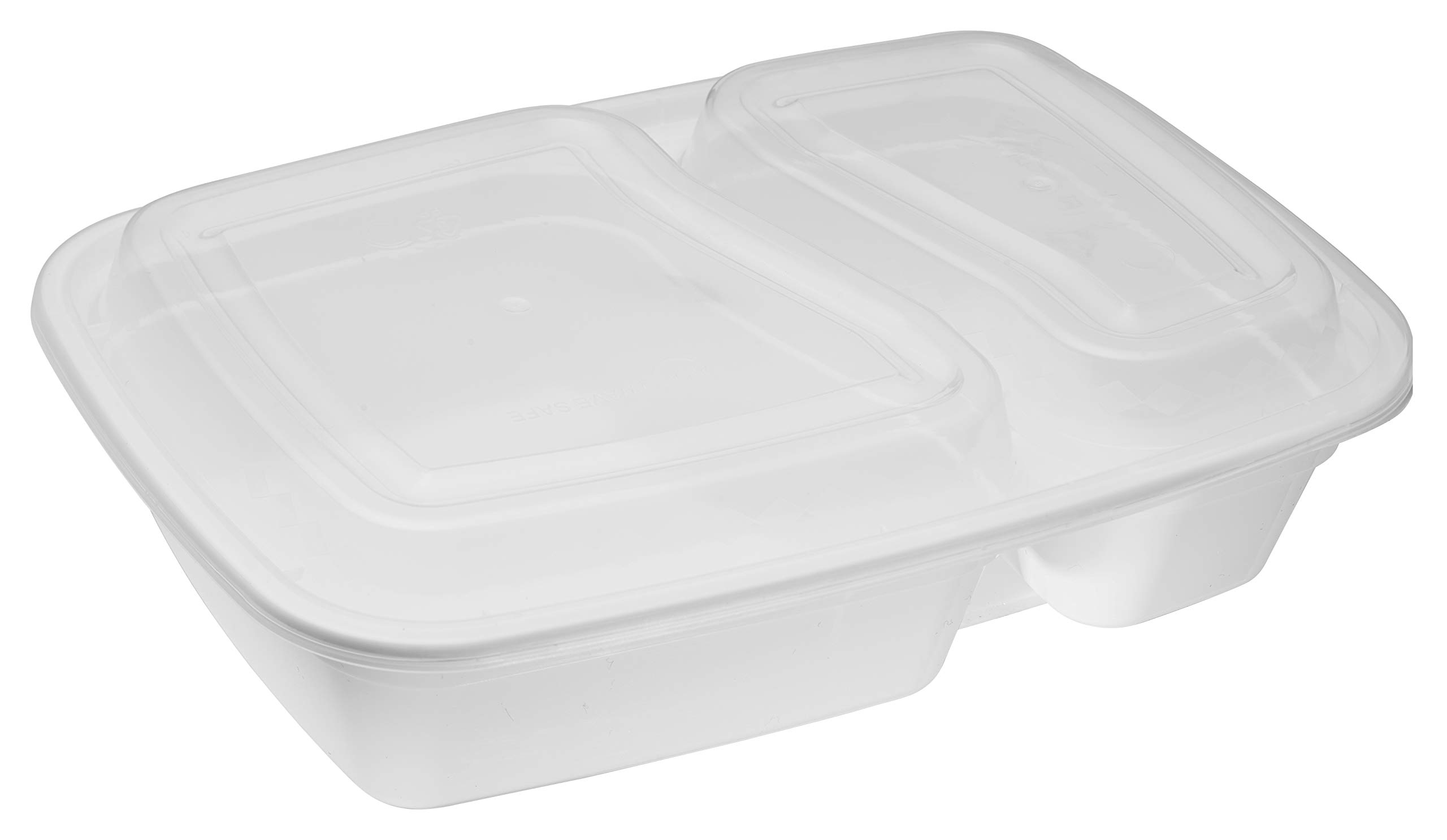 EcoQuality 150-Pack White 2-Compartment Meal Prep Containers with Lids | BPA-Free Microwave & Freezer Safe Food Storage Bento Box | Dishwasher Safe Disposable Lunch Containers for Office, School & Meal Prepping (32 oz)