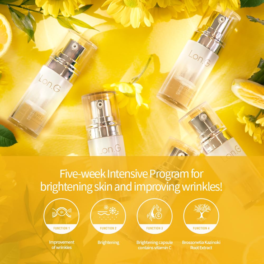 Best Intensive Vitamin C Ampoule Serum with Niacinamide & Glutathione - 5-Week Set for Wrinkle Reduction & Brightening | Anti-Aging Skincare for Day & Night Use