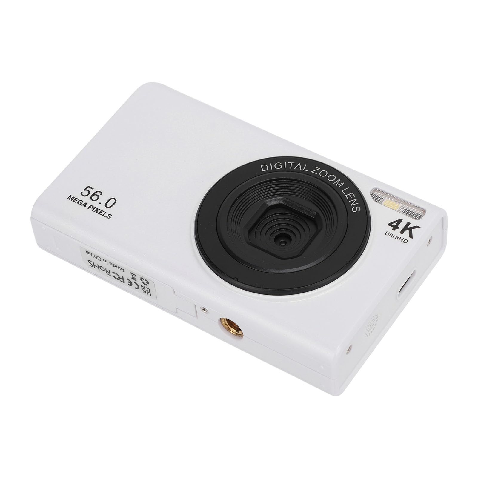 4K 56MP Digital Camera with 16x Zoom - Compact Vlogging Camera for Travel, YouTube & Content Creation - Perfect for Beginners, Teens & Adults (White) - Great for Vlogging, Travel Photography & Everyday Use
