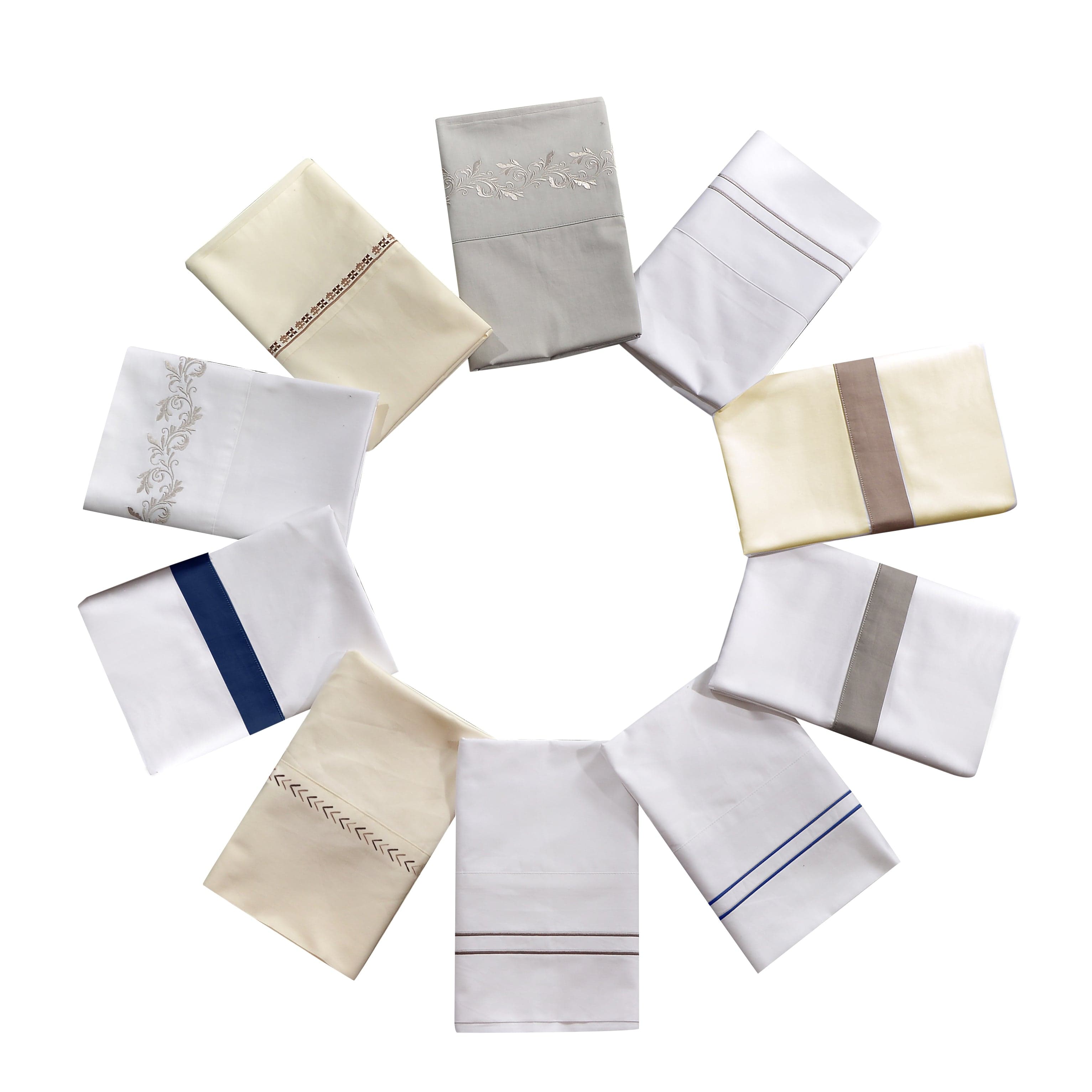 350 Thread Count Embroidered Stripe Sheet Set - Queen Size Bedding Set with Pillowcases - Soft & Breathable Cotton for Comfortable Sleep - Perfect for Master Bedroom, Guest Room & Dorm