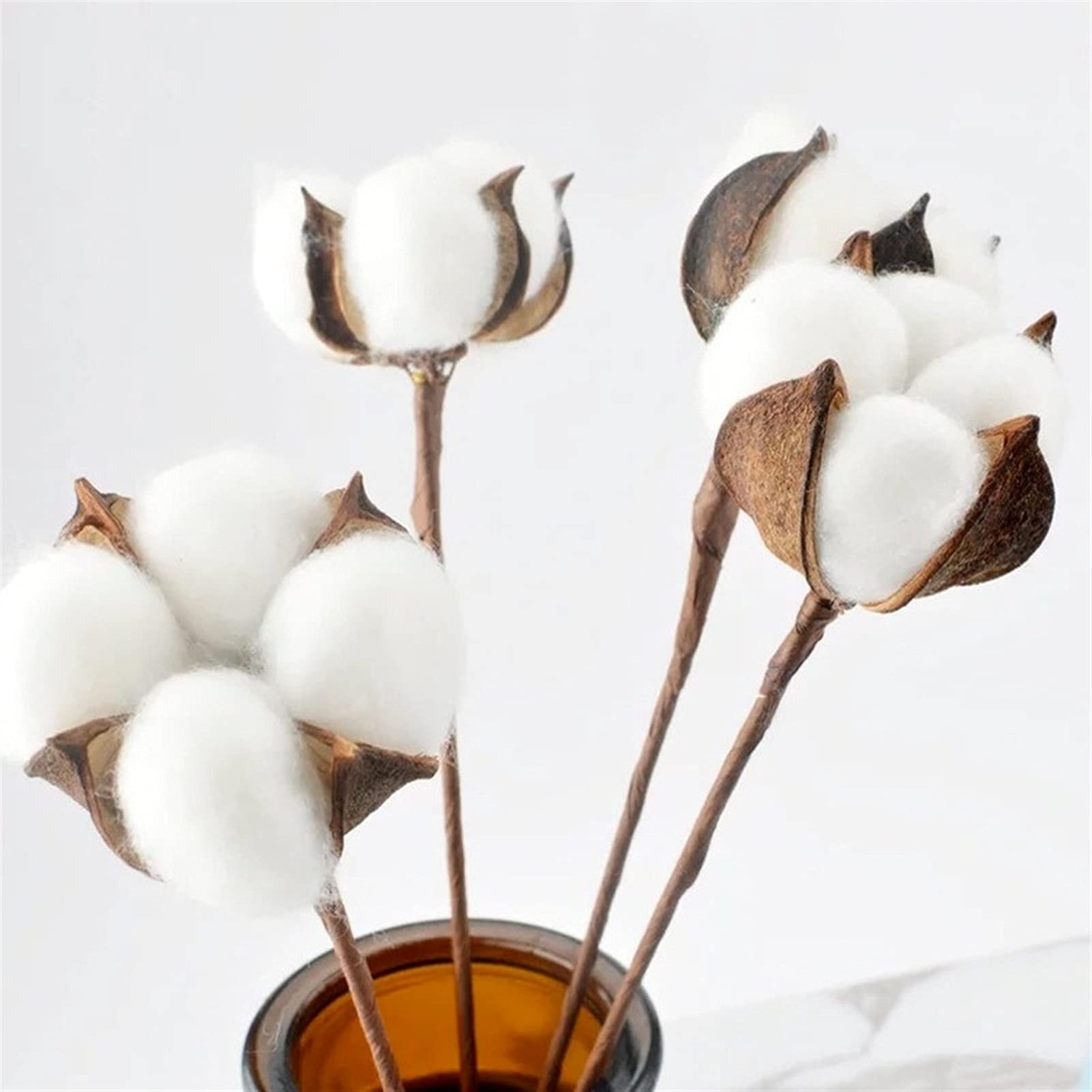 5pcs Dried Cotton Flowers - Realistic Artificial White Floral Branches for Home Decor, Wedding Bouquets, Bridesmaid Arrangements & DIY Crafts (Set of 5)