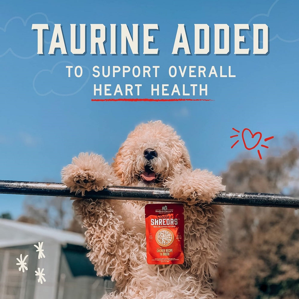 Premium Stella's Shredrs Chicken & Salmon Recipe in Broth Dog Food Pouches - Grain-Free Wet Dog Food for Small & Large Breeds - Perfect for Travel, Training & Mealtime Toppers