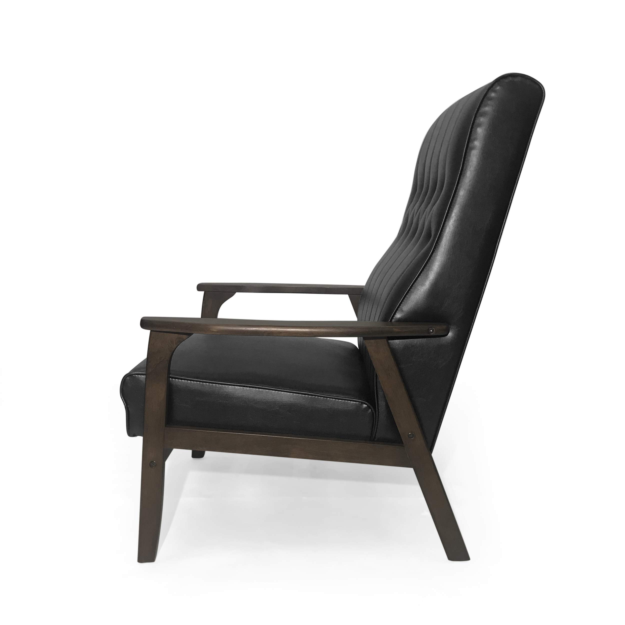 Christopher Knight Home Judy Accent Chair in Matte Black & Walnut - Stylish Modern Living Room Seating for Home Office or Lounge