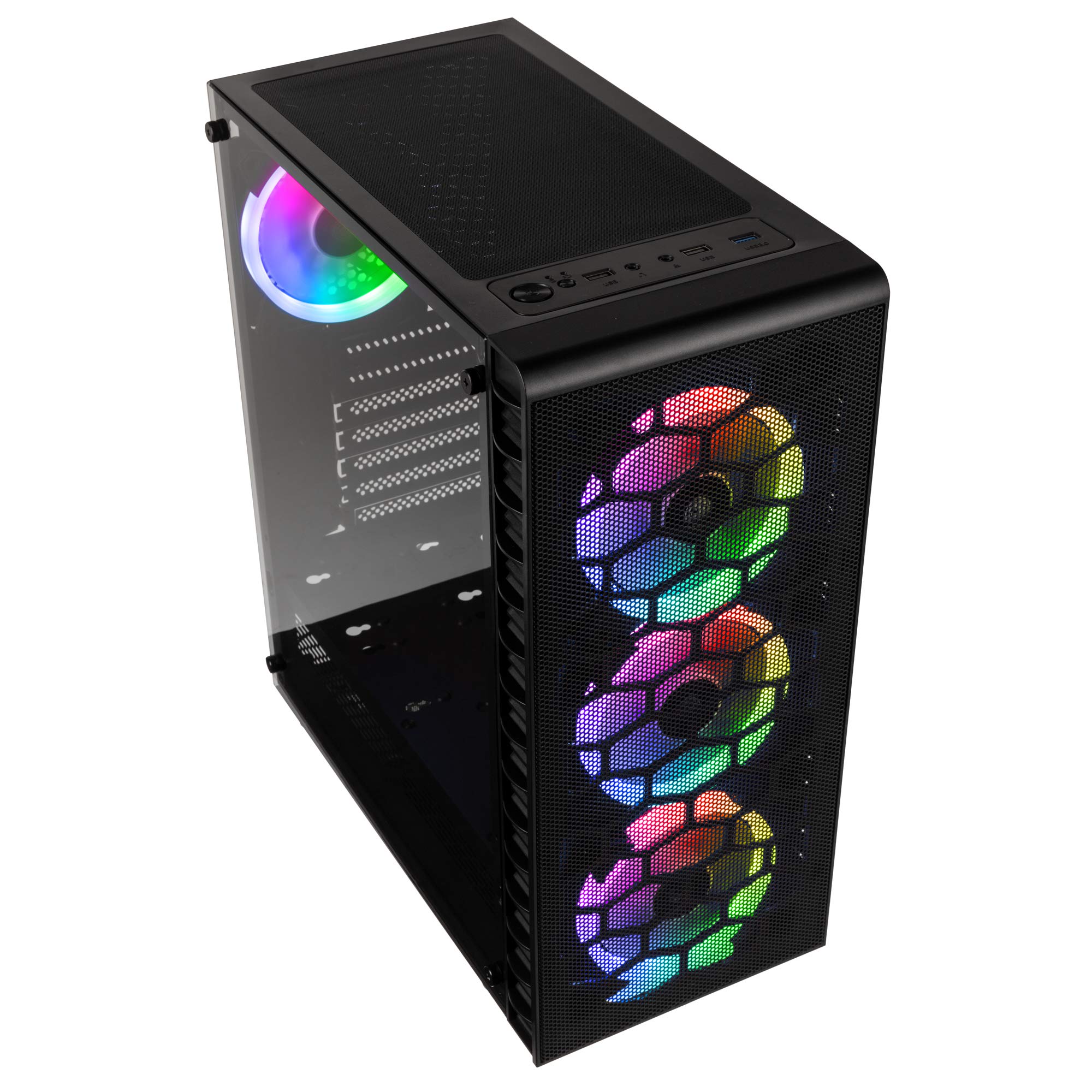 KOLINK Observatory Lite Mesh Midi Tower ATX PC Case - RGB Gaming Computer Case with Tempered Glass & Fans - Perfect for Gaming Rigs, Workstations, and Custom PC Builds