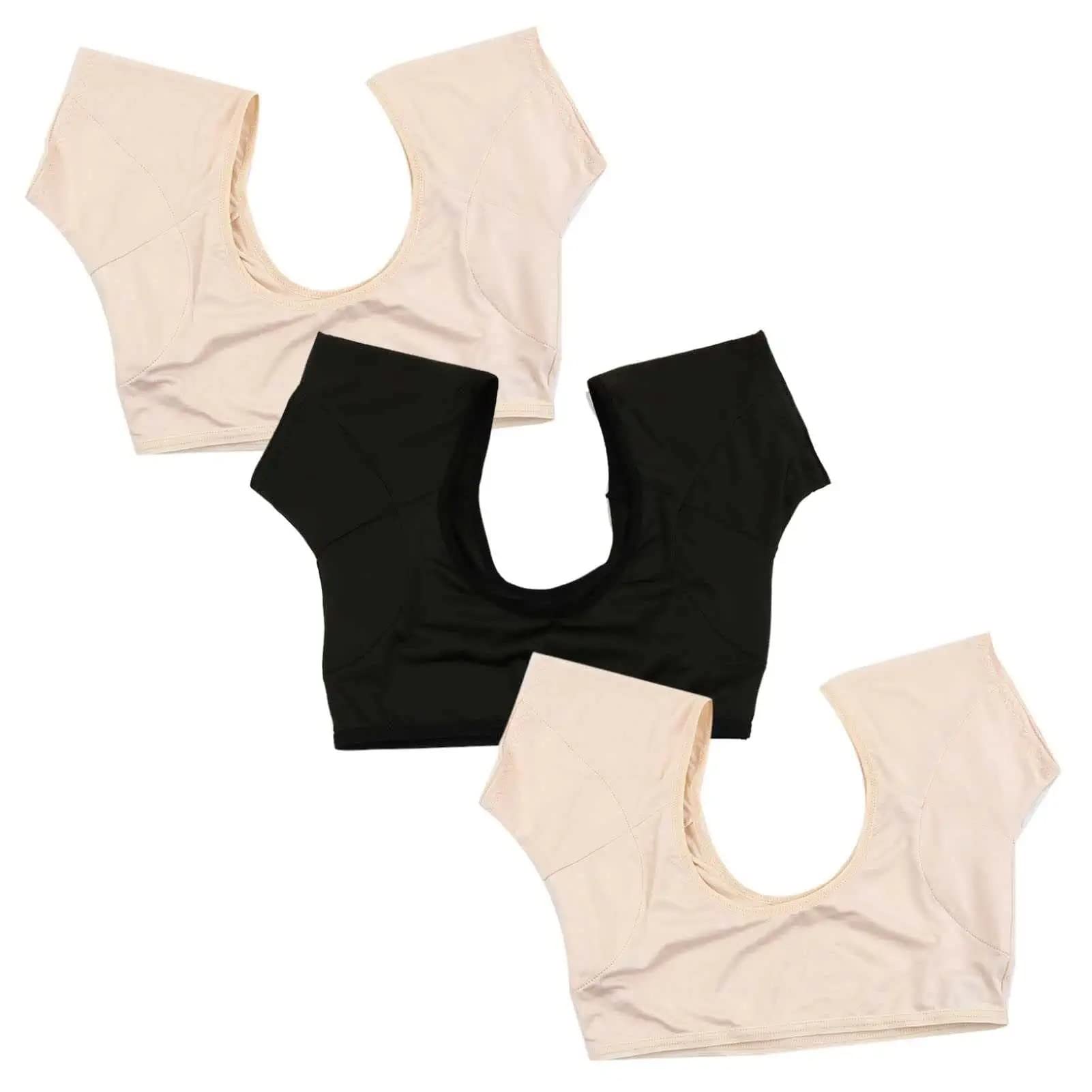 3-Pack Reusable Underarm Sweat Pads for Women - Moisture-Wicking Stretchable Armpit Sweat Shields - Medium Size (Color A) - Perfect for Workouts, Office Wear & Daily Comfort
