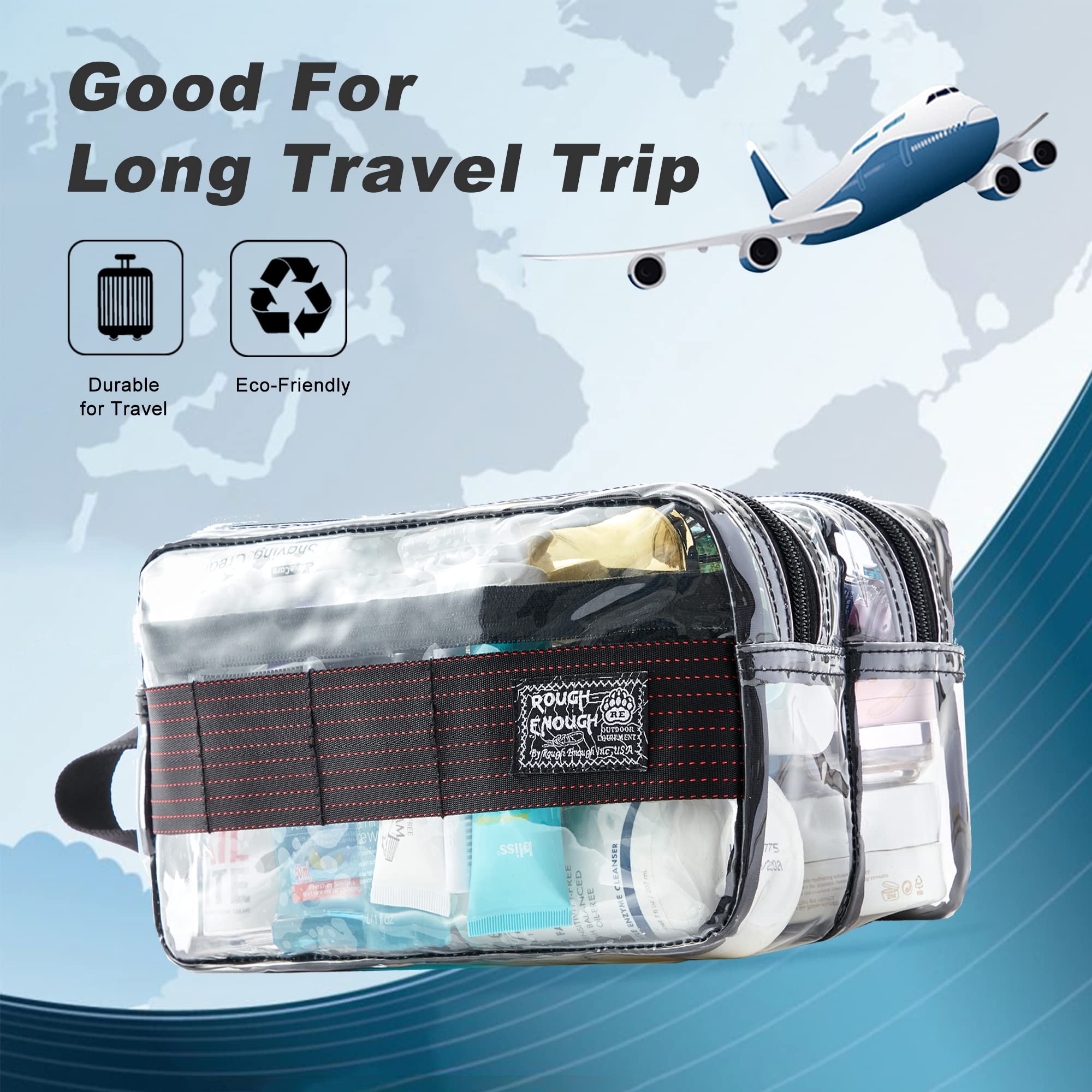 Clear Travel Toiletry Bag for Men & Women - Waterproof Shaving & Hygiene Dopp Kit with Multiple Pockets - Perfect for Airplane Carry-on, Gym Essentials & Weekend Getaways