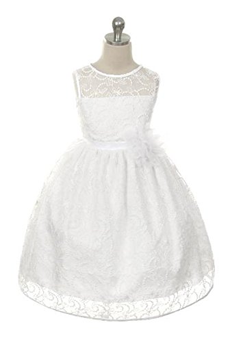 Flower Girls Dress for Big Girls - Elegant White Lace Pageant Communion Wedding Dress | Perfect for Flower Girl, First Communion, and Special Occasions
