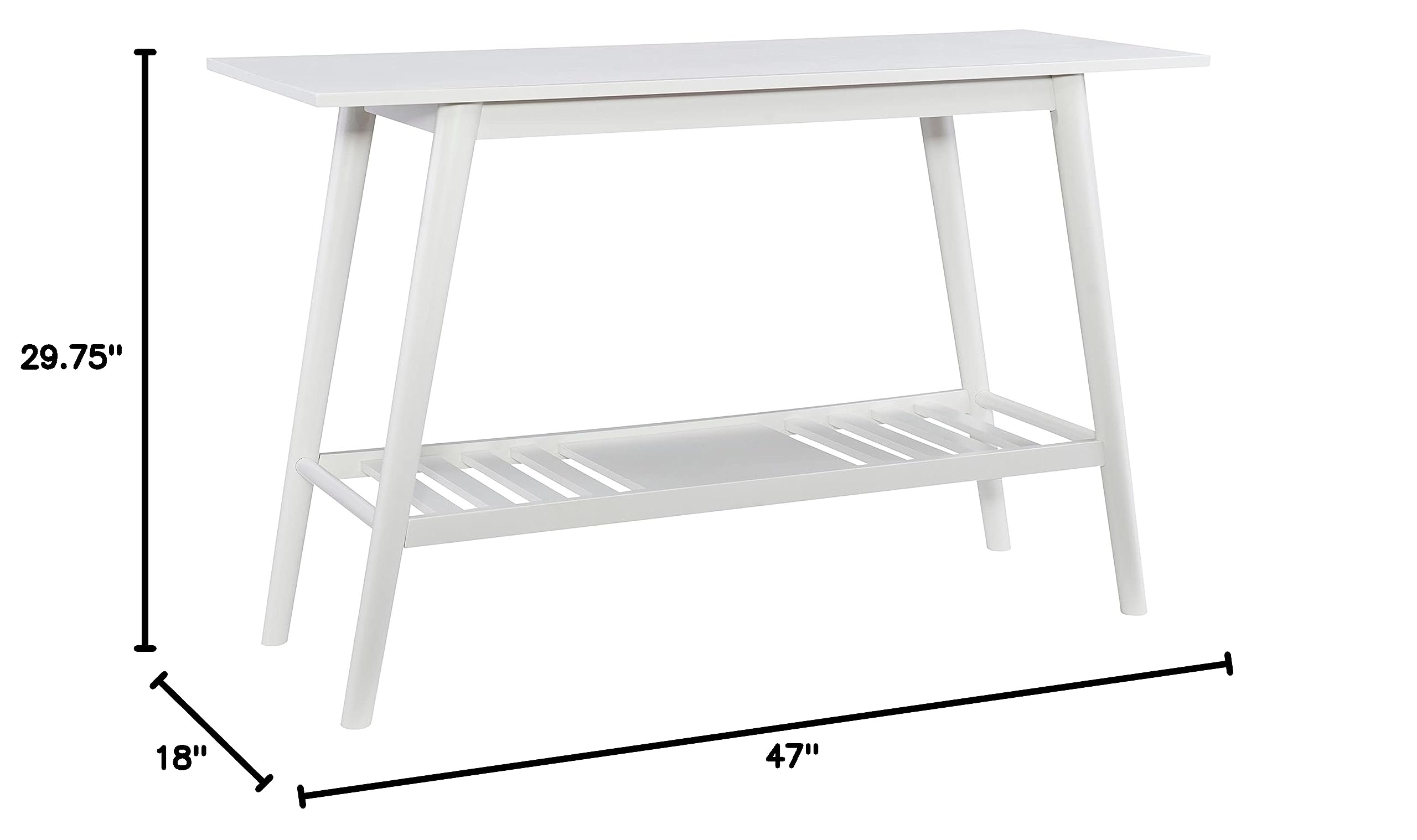 Linon White Mid Century Modern Console Table - Melissa Design for Entryway, Living Room & Hallway Decor