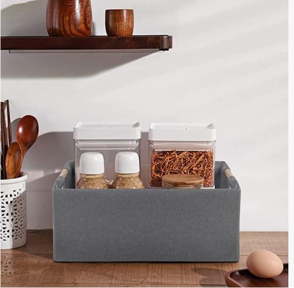 Foldable Storage Bins with Handles - Gray Rectangle Closet Baskets & Shelves Organizers for Home, Office, Car, Dorm Room | Perfect for Clothes, Toys, Books & Household Items Storage