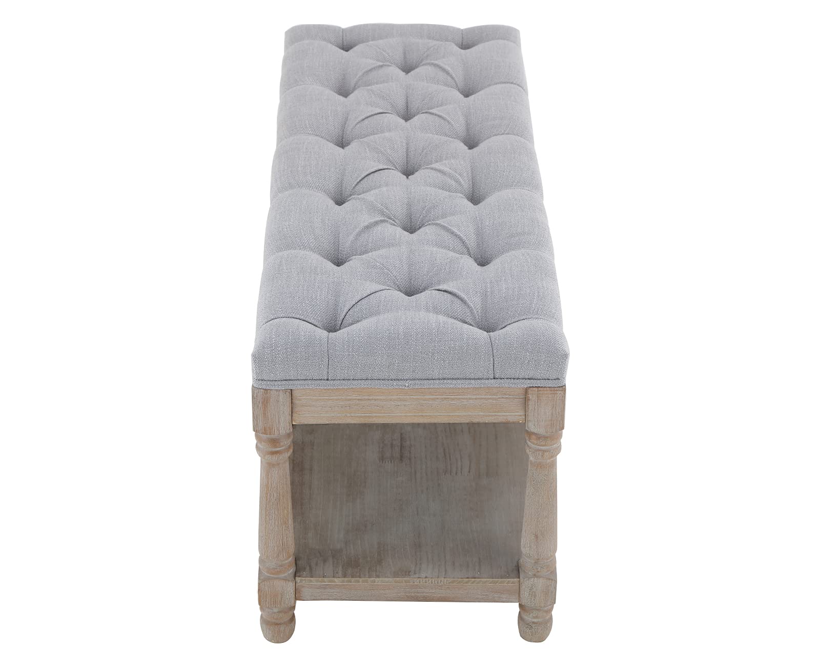 Kmax Storage Entryway Bench - Tufted Shoe Rack with Wooden Seat | Multi-Functional Hallway Bench for Entrance, Bedroom Corner & Window Seat (Gray) - Perfect for Small Space Organization & Shoe Storage Solutions
