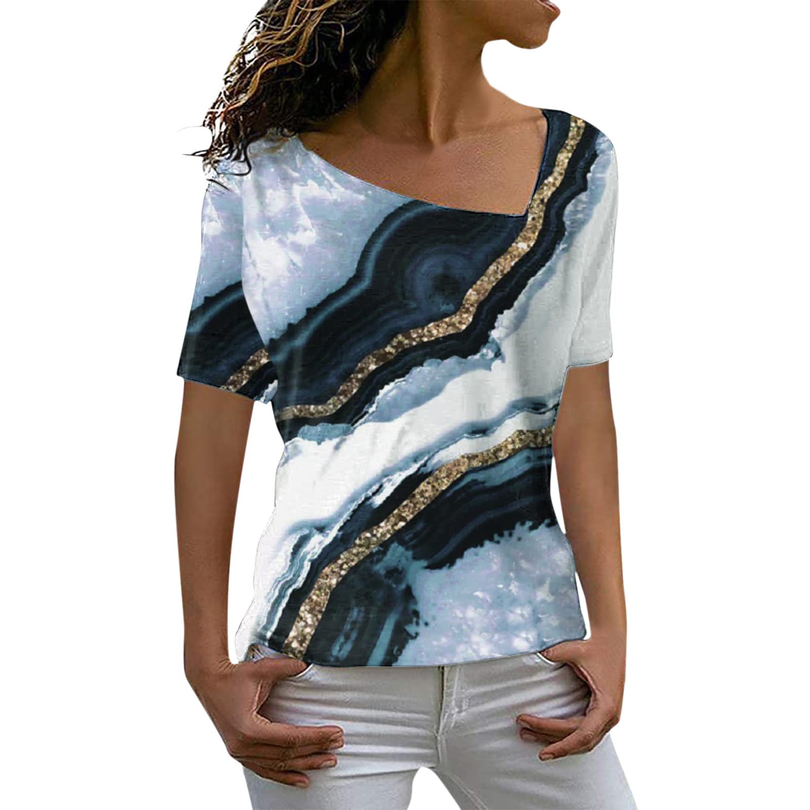 Women's Summer Short Sleeve Zipper T-Shirts - Casual Loose Fit Side Slit Tops for Women | Perfect for Beach Outings, Streetwear & Everyday Comfort