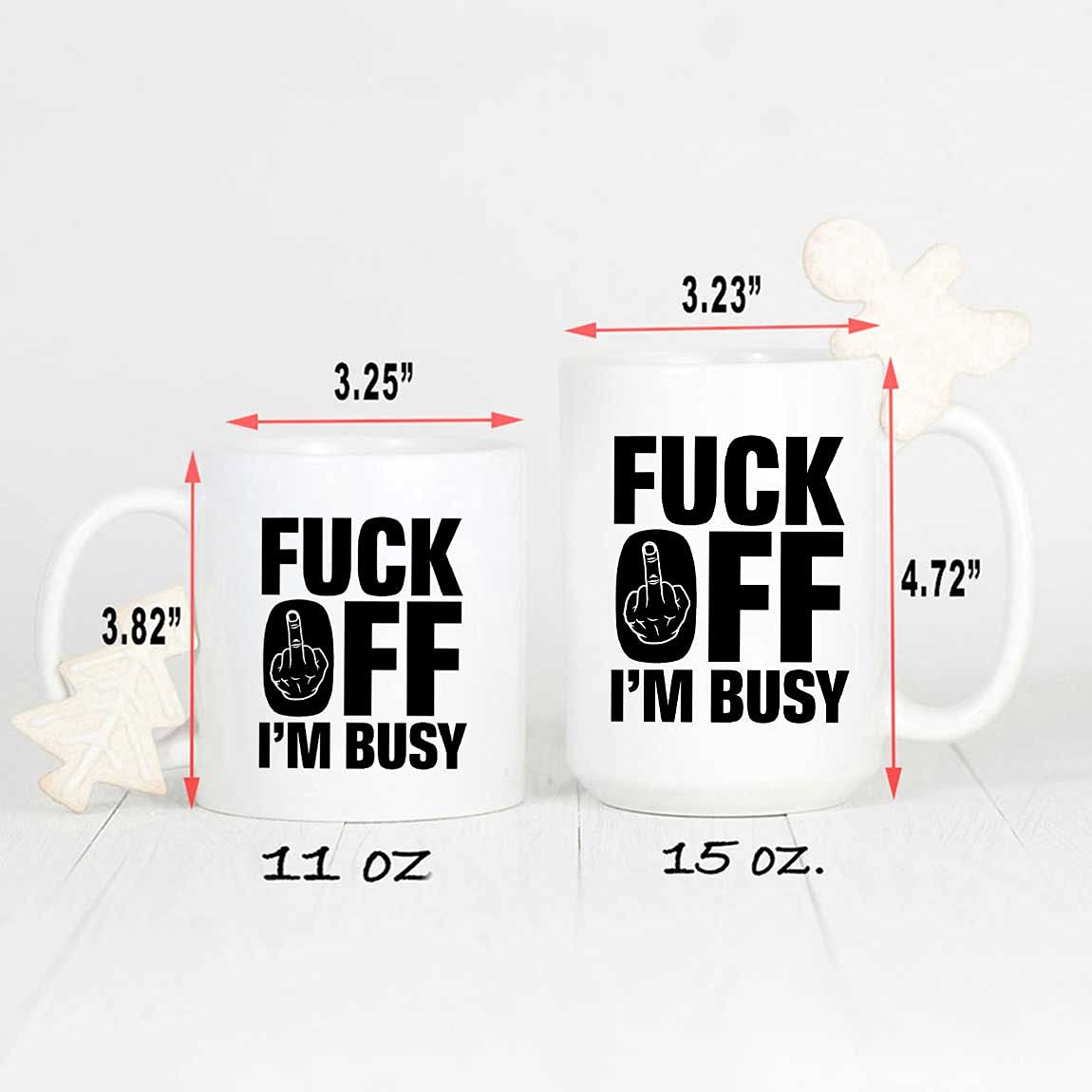 Funny 'Fuck Off I'm Busy' Coffee Mug with Middle Finger Design - 11oz & 15oz Ceramic Novelty Mugs for Office, Home, or Gifts - Perfect for Coffee Lovers Who Need Personal Space