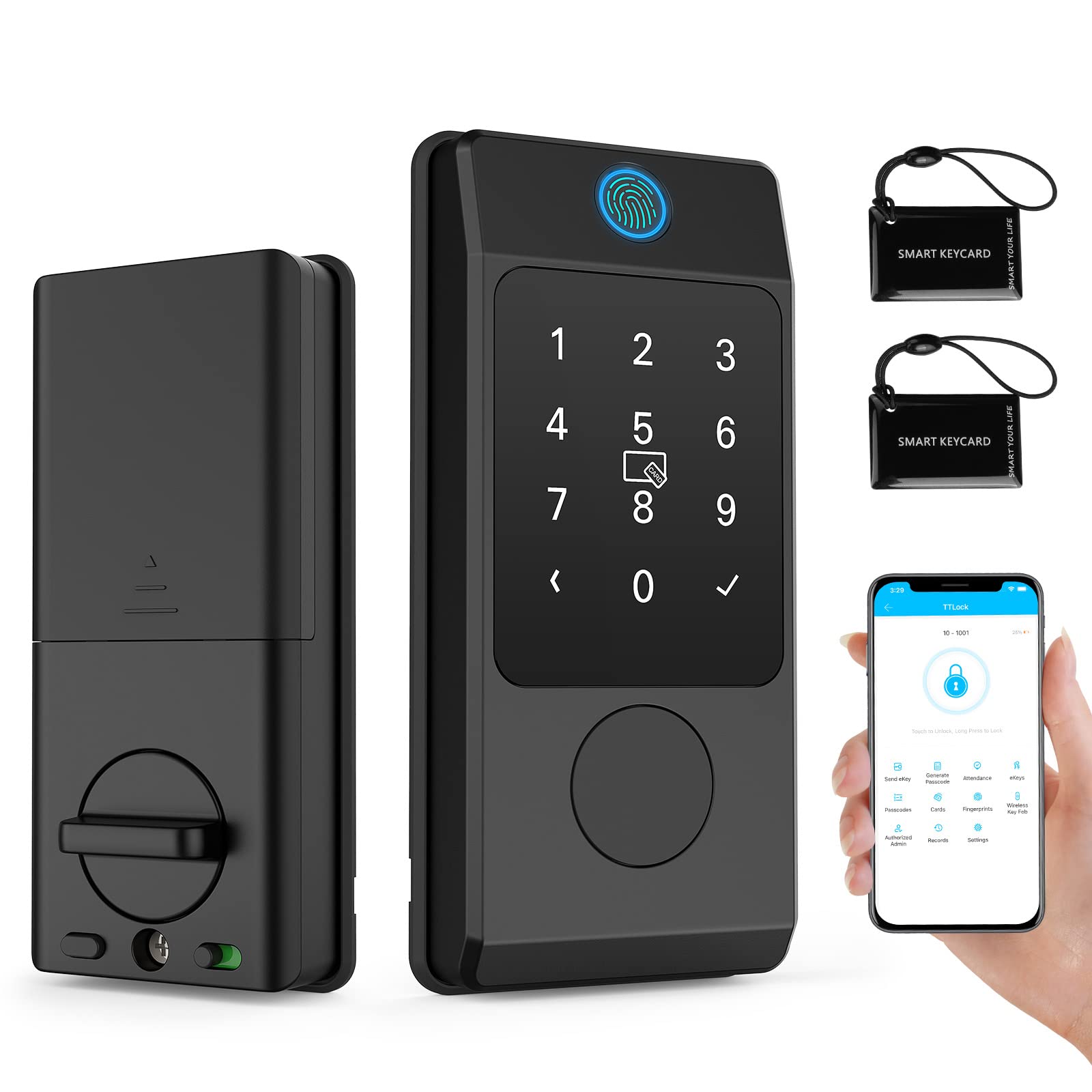 Miuedo Smart Door Lock - Keyless Entry with Biometric Fingerprint & Keypad for Front Door | Digital Electronic Deadbolt | Secure Passcode & Touch Access | Perfect for Homes, Apartments & Vacation Rentals