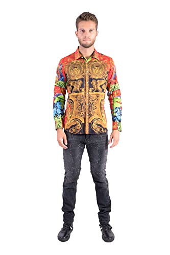 Barabas Men's Printed Medusa Lion Floral Button Down Shirts - Stylish Casual & Party Wear for Men | Perfect for Date Night, Office, and Social Events | B299
