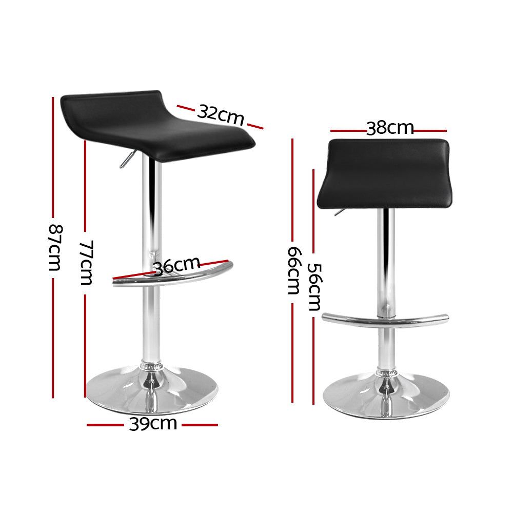 Adjustable Height 4-Piece Bar Stool Set with Gas Lift Mechanism - Black Counter Stools for Kitchen Island, Dining Room & Home Bar