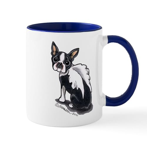 White/Navy Inside - Boston Terrier Angel Mug