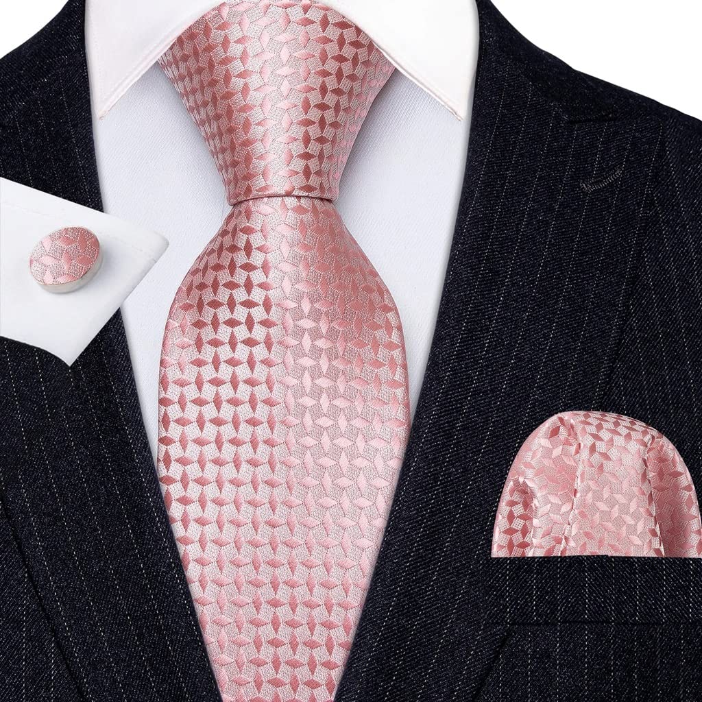 Premium Coral Pink Silk Tie Set for Men - Elegant Wedding & Business Necktie with Pocket Square - Perfect for Grooms, Professionals & Formal Occasions
