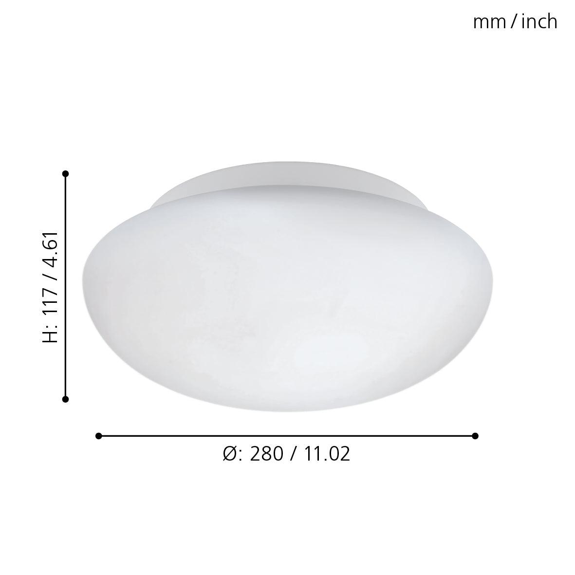 Eglo Ella White Opal Glass Flush Mount Ceiling Light Fixture - 28cm Modern Round LED Lighting for Bedroom, Kitchen, Hallway & Living Room