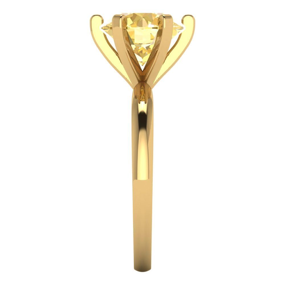 14k Yellow Gold Canary Yellow Simulated Diamond Ring for Bridal & Anniversary