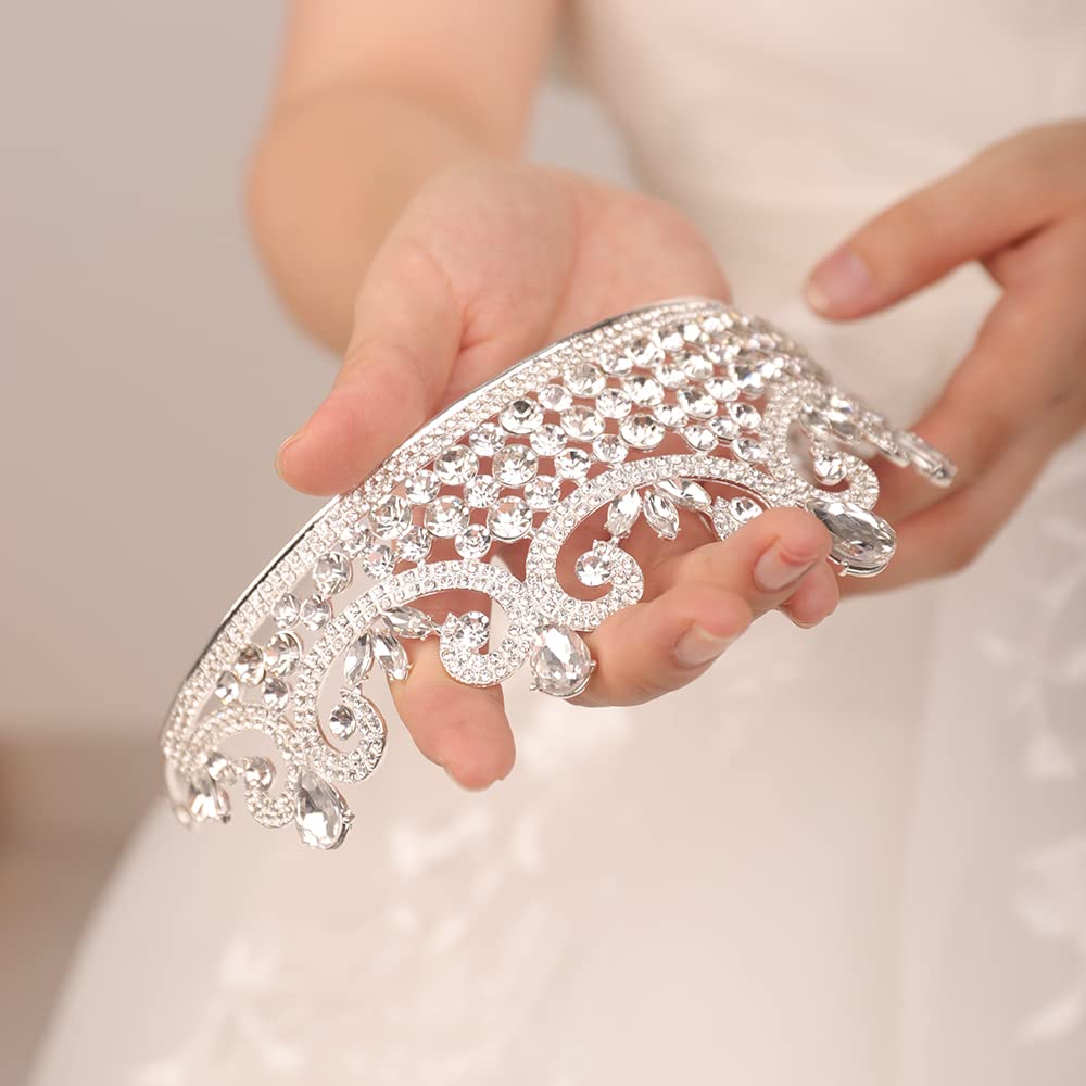 JWICOS Elegant Crystal Rhinestone Tiara Crown for Women | Wedding, Bride, Pageant, Birthday, Prom Accessory | Perfect for Bridal Showers, Quinceañeras & Special Occasions