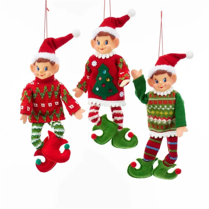11 Pack Traditional Christmas Elf Ornaments - Handmade Holiday Decor for Tree, Mantel, and Festive Home Decorations
