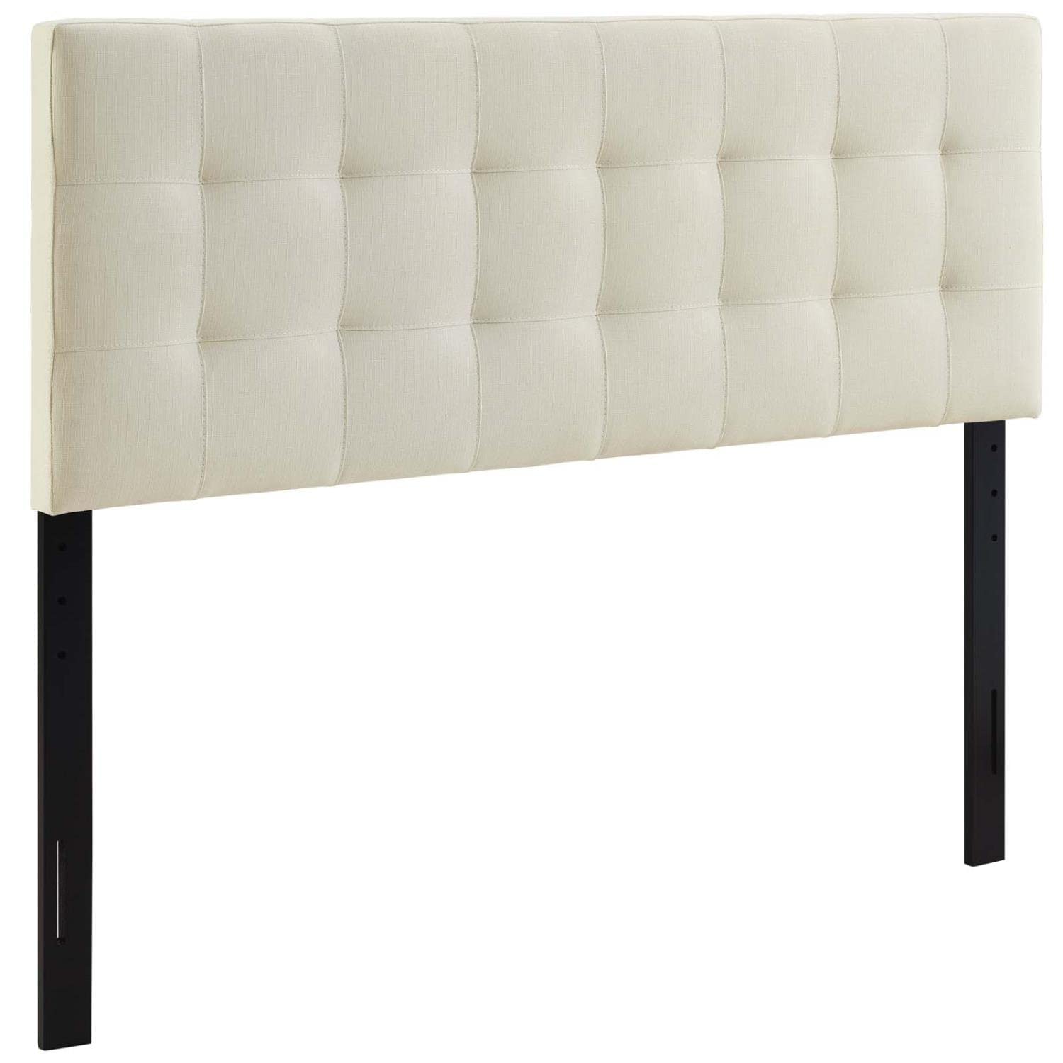 Modway Lily Tufted Linen Fabric Upholstered Queen Size Headboard in Ivory - Elegant Bedroom Decor for Modern & Traditional Homes