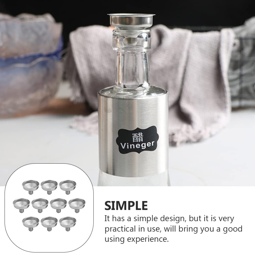 HEMOTON 10Pcs Stainless Steel Kitchen Funnel Set - Essential Oil Filling Bottles, Liquid Transfer, Dry Ingredients & Powder Strainer Filter - Durable Kitchen Utensils for Cooking, Baking & DIY Essential Oils