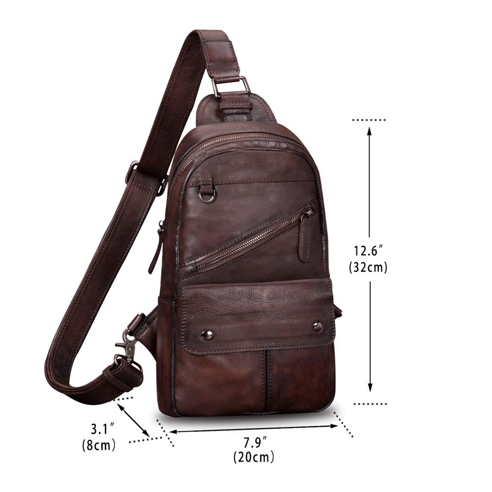 Genuine Leather Sling Bag for Men & Women - Vintage Handmade Crossbody Chest Backpack Purse | Perfect for Travel, Hiking & Everyday Use