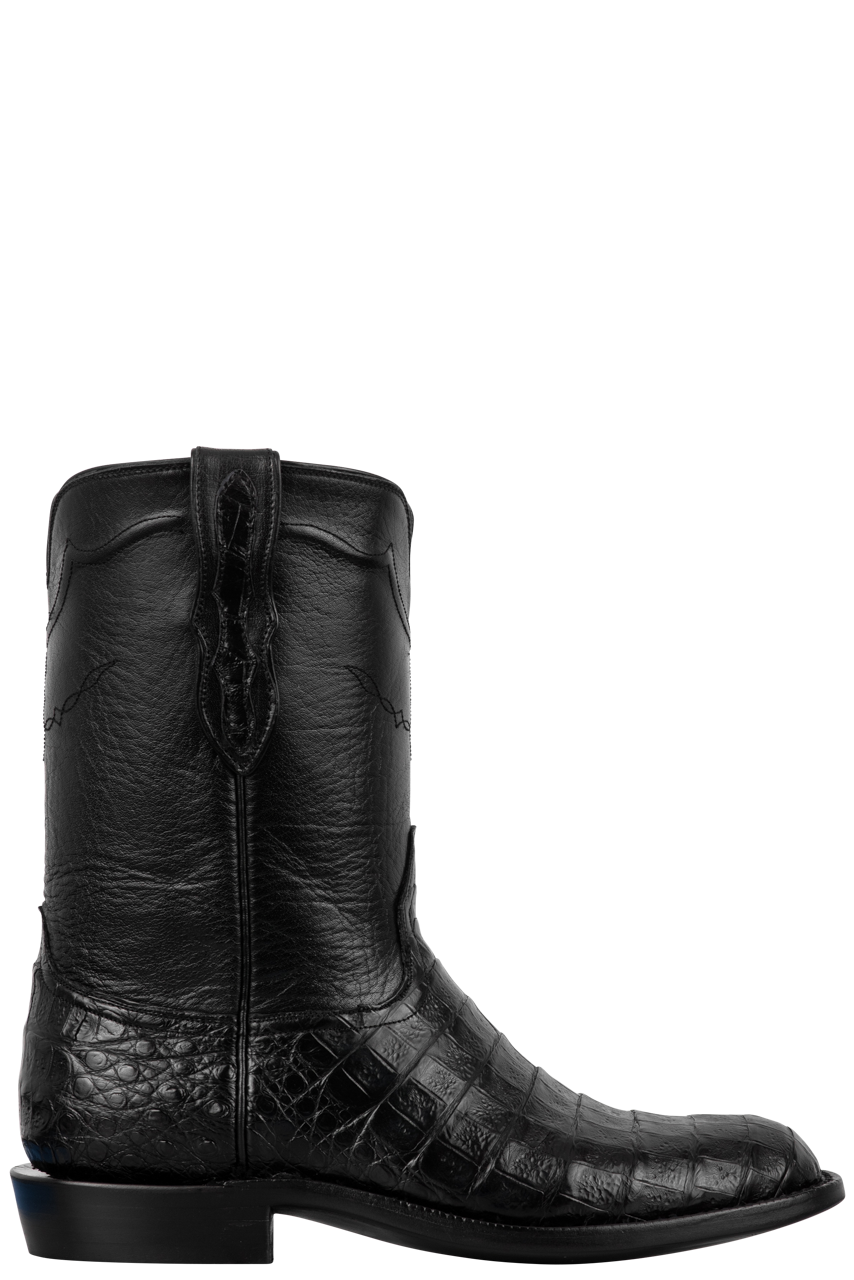 Premium Black Jack Caiman Belly Roper Boots - Genuine Exotic Leather Cowboy Boots for Men | Western Style, Comfort & Durability | Perfect for Rodeo, Ranch Work & Country Fashion