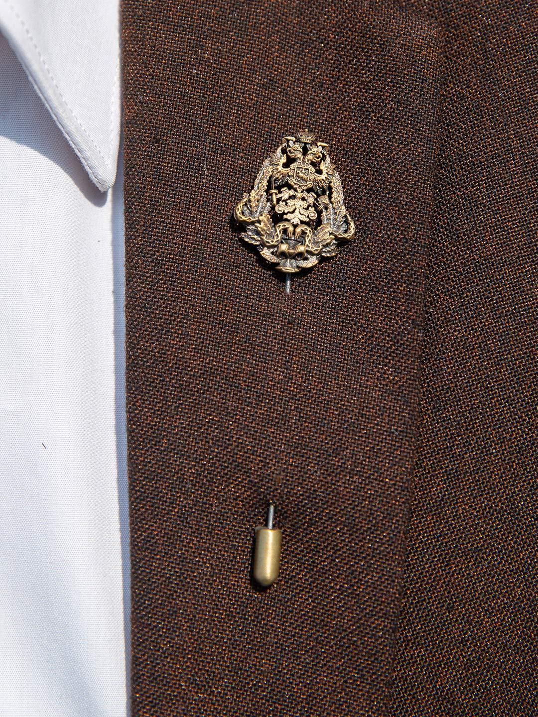Phoenix Rising Cufflinks & Brooch Set - Antique Gold Metal Brass Pins for Men - Elegant Gift for Weddings, Business & Formal Occasions