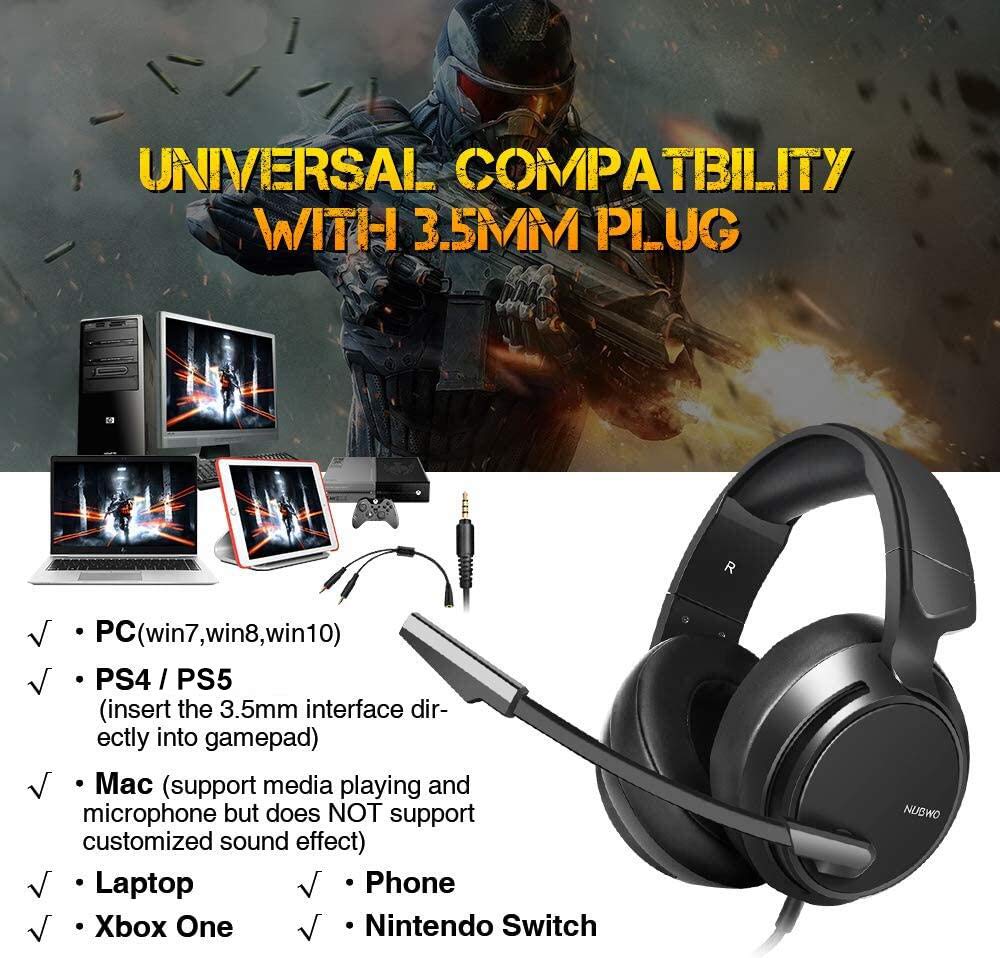 Best Gaming Headset for PS4, PS5, Xbox One & PC - Over-Ear Headphones with Bass Surround, Noise Cancelling Mic, Memory Foam Earmuffs & Volume Control - Perfect for Online Gaming, Streaming & Work from Home