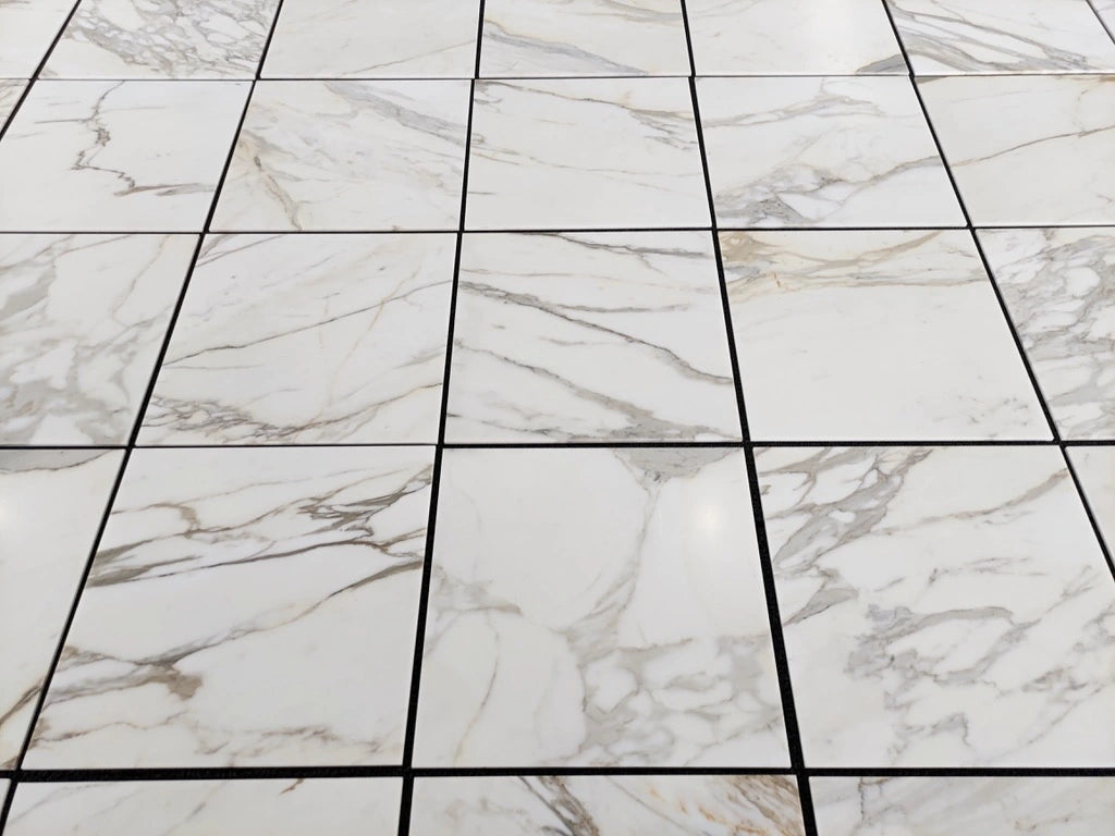 Premium Calacatta Gold Marble Tile 24x24 Inches - Polished Porcelain Floor & Wall Tile for Kitchen, Bathroom, and Luxury Home Decor