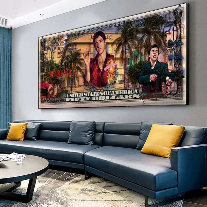 Scarface Movie Wall Art Canvas - Tony Montana 'Say Hello to My Little Friend' Quote - Perfect for Home, Office & Movie Themed Decor