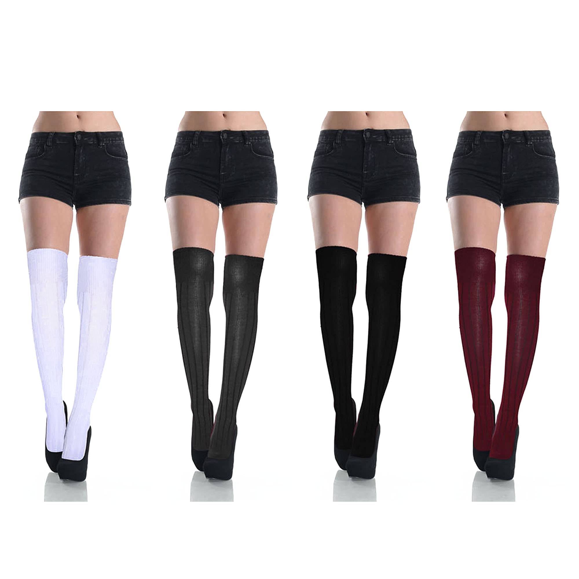 BASICO Women's Cotton Thigh High Socks for Work & Fashion