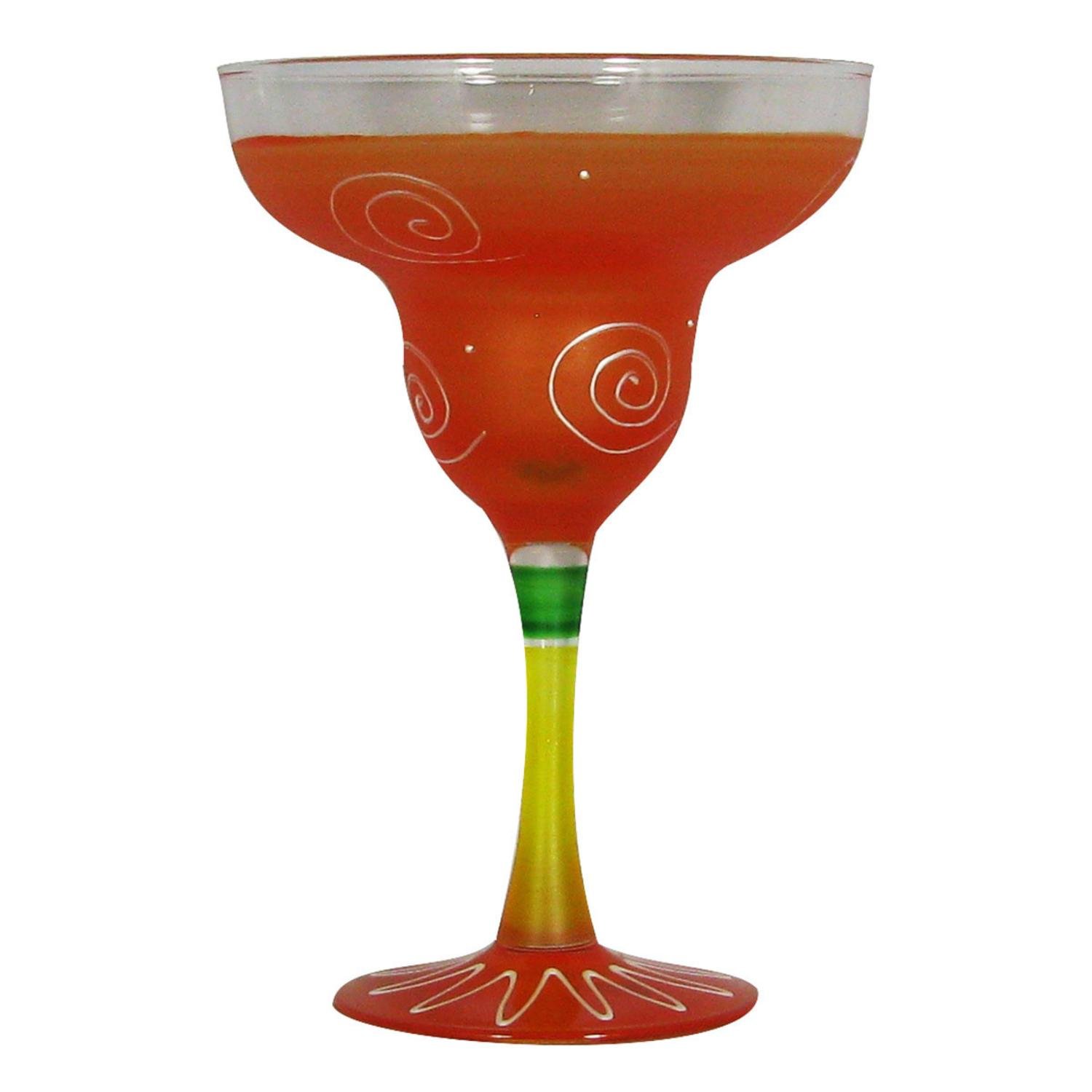 Set of 2 Hand-Painted Orange & White Margarita Glasses - 12oz Cocktail Cups for Summer Parties, Beach Bars & Mexican-Themed Decor