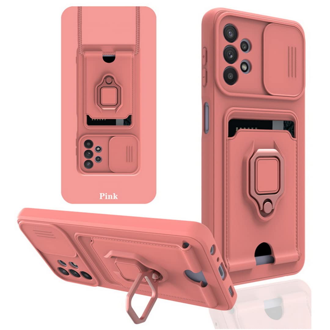 Samsung Galaxy A51 4G Phone Case with Kickstand, Slide Camera Cover & Card Slot - 360° Rotating Magnetic Ring Stand - Protective Cover for Everyday Use, Travel & Work