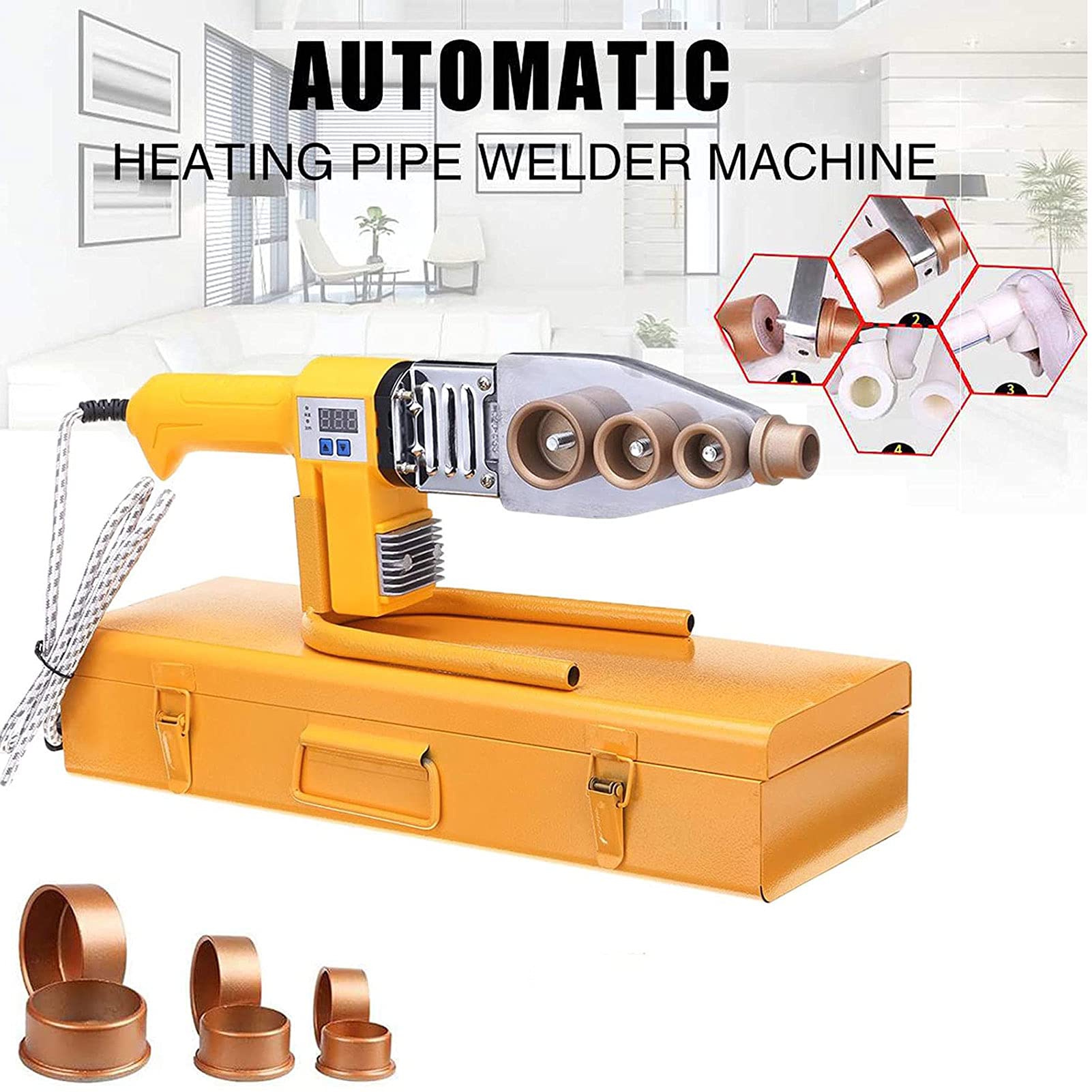 PPR PE Pipe Fusion Welder Kit - 220V 800W Digital Water Pipe Welding Machine with Electric Heating Hot Melt Tools for Plumbing, HVAC & DIY Projects - Perfect for Home Repairs, Pipe Connections & Water System Installations