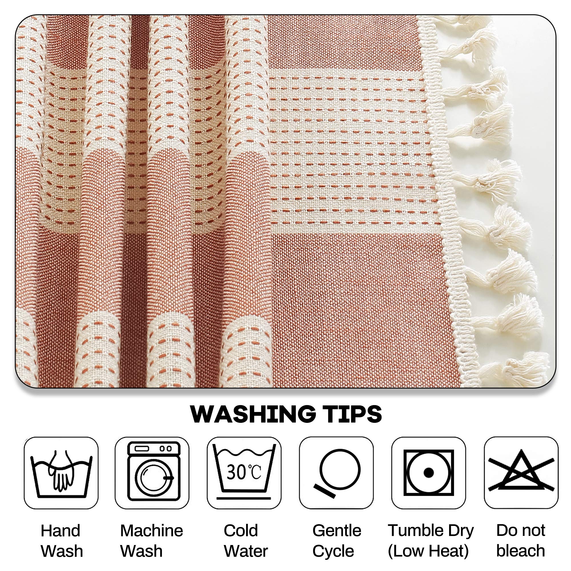 AmHoo Striped Cotton Linen Tablecloth - 54x102 Inch Rectangle Kitchen Dining Table Cover with Tassel Trim, Dust-Proof & Washable - Perfect for Casual Dining, Parties, and Home Decor (Orange)