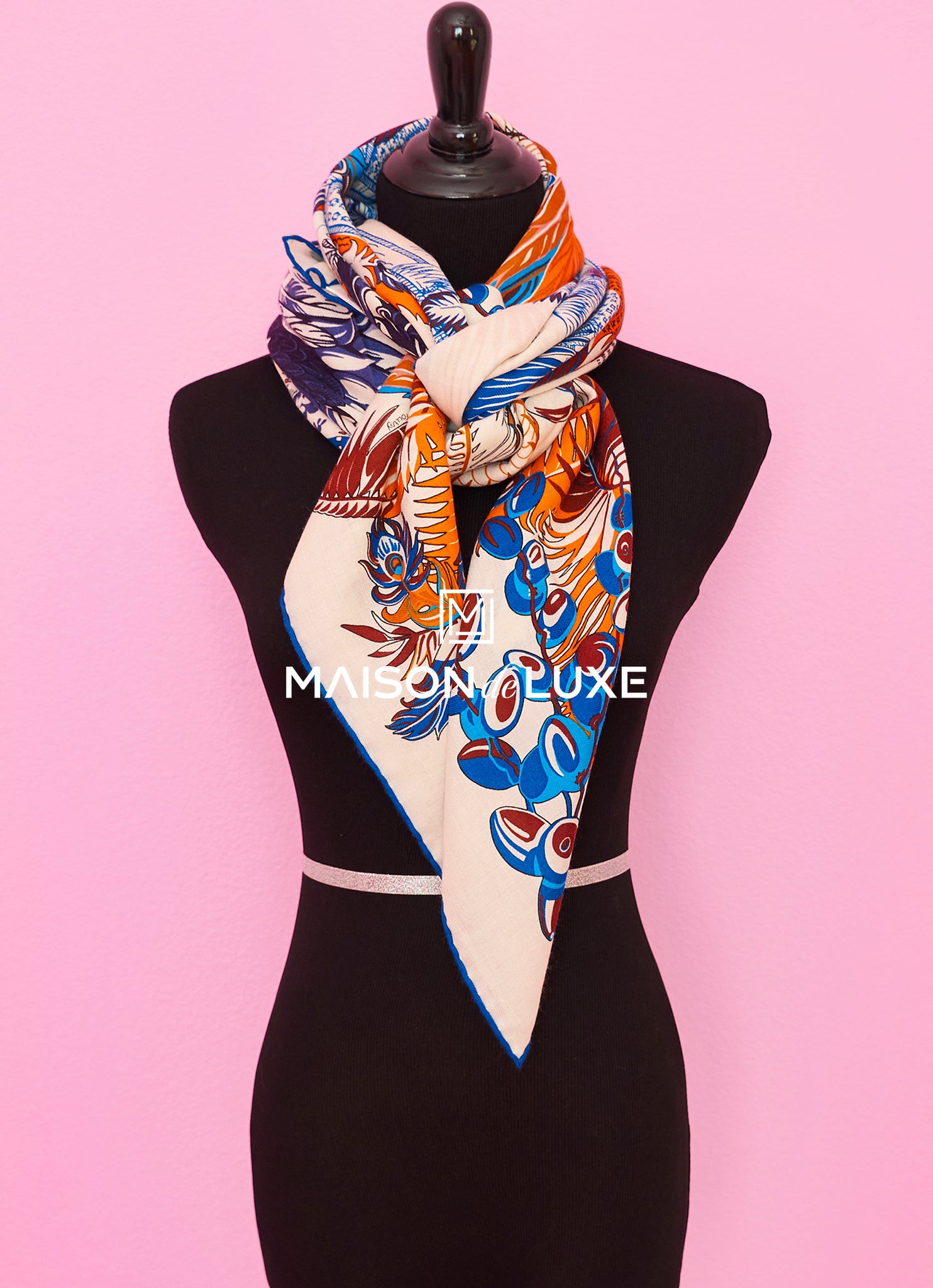 Hermes Mythiques Phoenix White Cashmere 140 GM Shawl - Luxury Scarf for Women, Elegant Gift for Special Occasions, Perfect for Parties and Formal Events