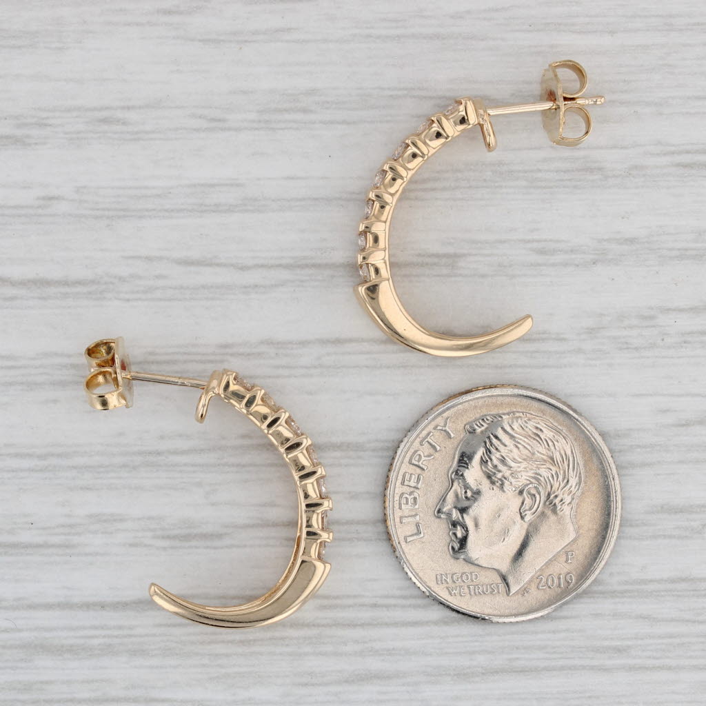0.60ctw Diamond J Hook Earrings 14k Yellow Gold Pierced Drop Earrings for Women - Elegant Dangle Earrings for Wedding, Party & Special Occasions