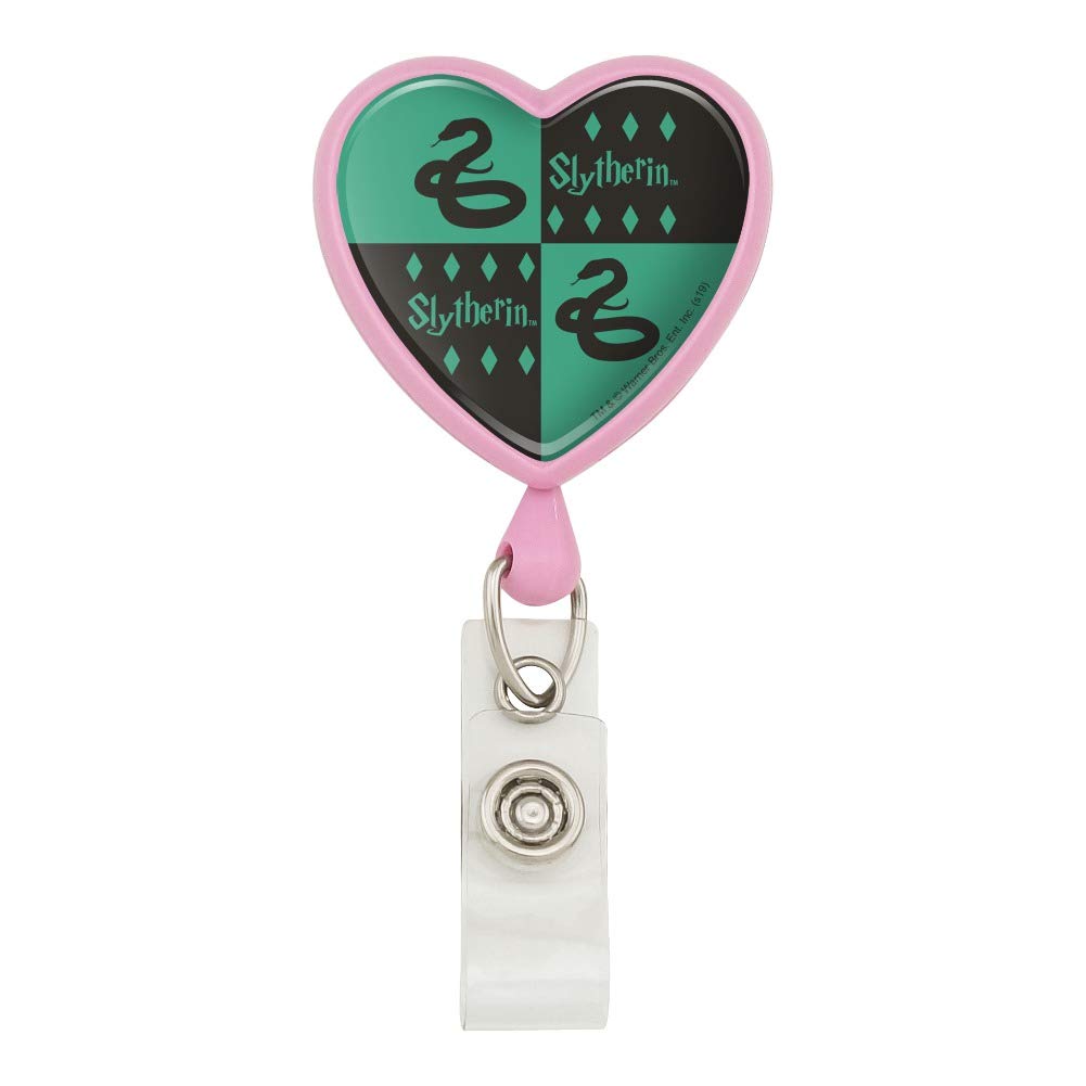 Harry Potter Slytherin Heart Lanyard - Retractable ID Badge Holder for Work, School & Events | Official Hogwarts Merchandise