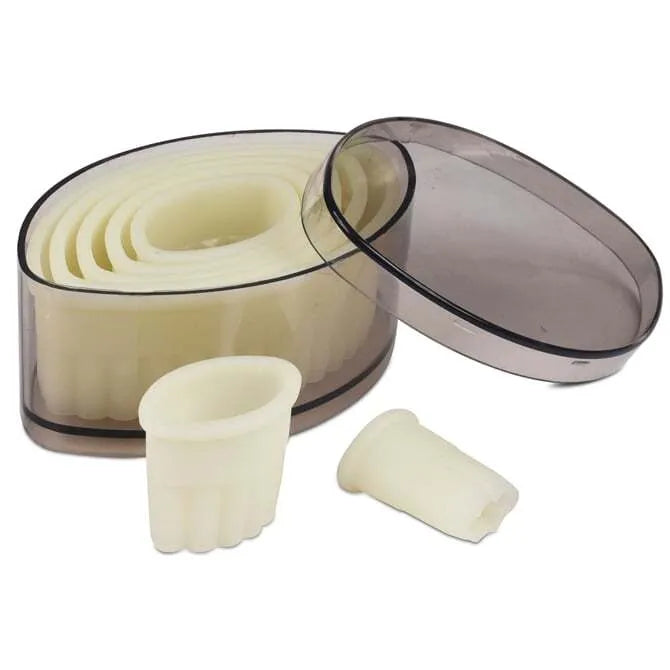 7-Piece Fluted Barquette Cutter Set - Professional Pastry & Tart Mold Kit for Baking, Cake Decorating, and French Dessert Making