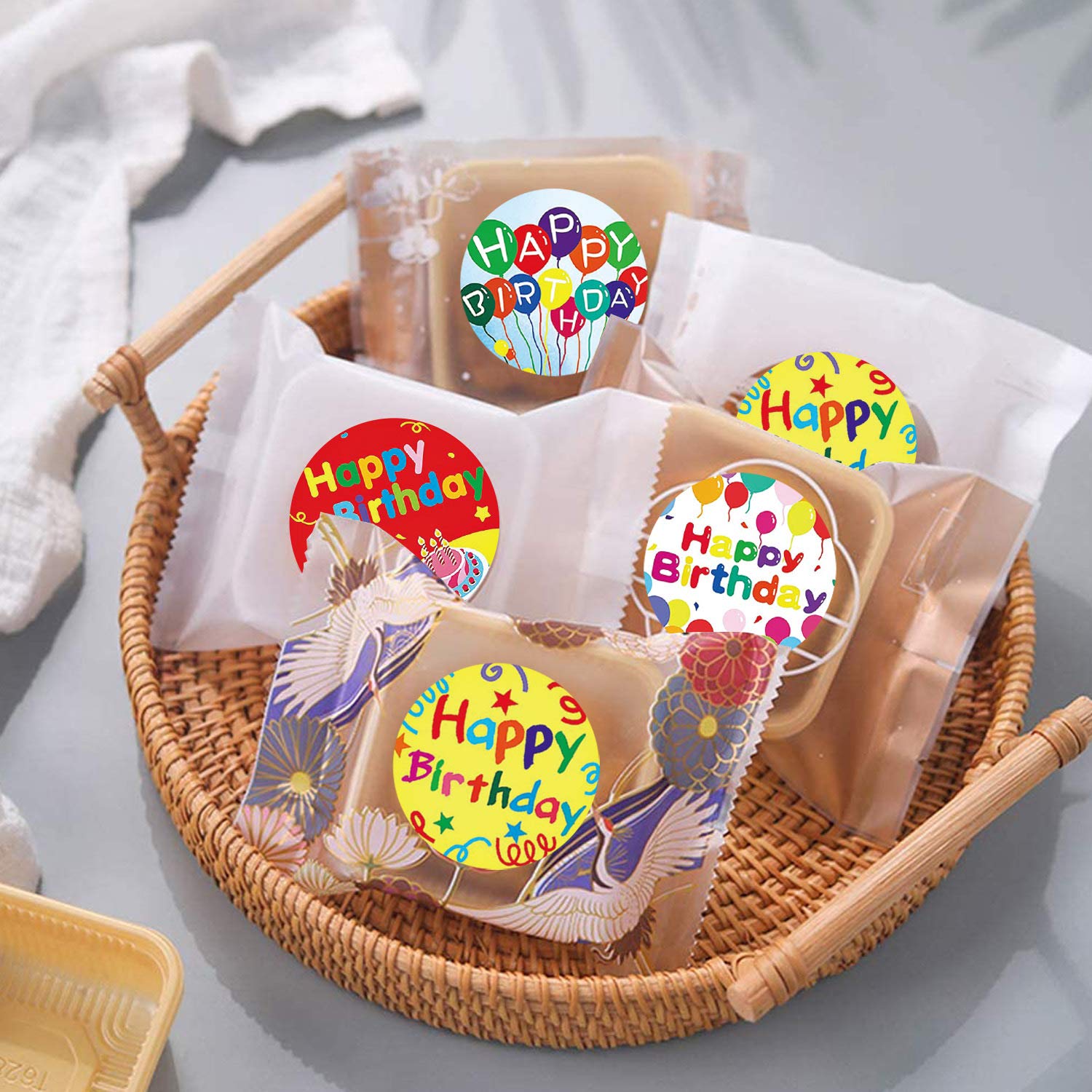 Pink Forest Happy Birthday Stickers - Round Decorative Sealing Labels for Party Decorations | Perfect for Kids & Adults Birthday Celebrations, Classroom & Home Decor | Bulk Pack of 50pcs