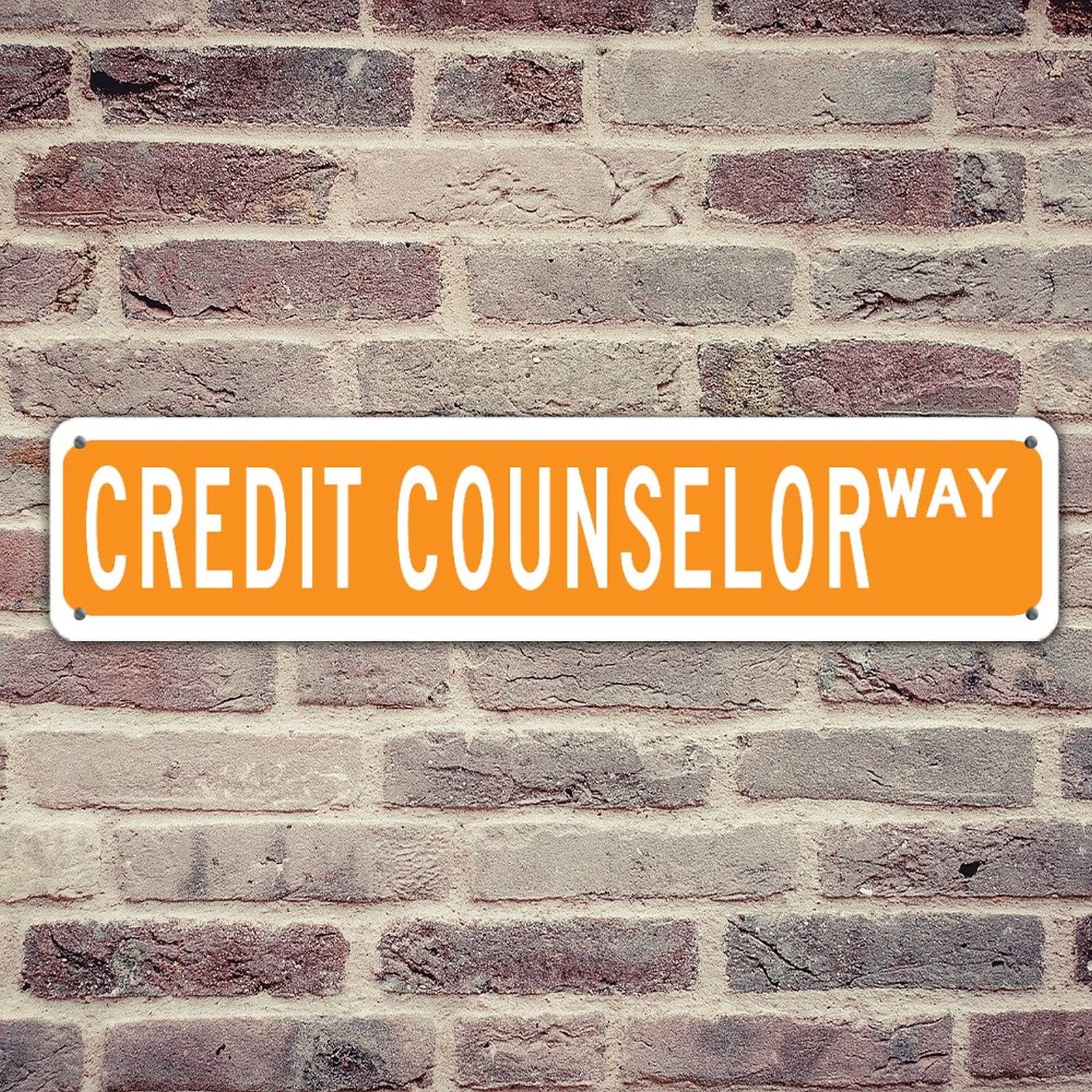 Custom Yellow Aluminum Street Sign - Credit Counselor Way - 4x18in Heavy Duty UV Protected for Office, Garden, Garage & Restaurant Decor - Perfect for Career Gifts, Birthday Presents & Outdoor Signage
