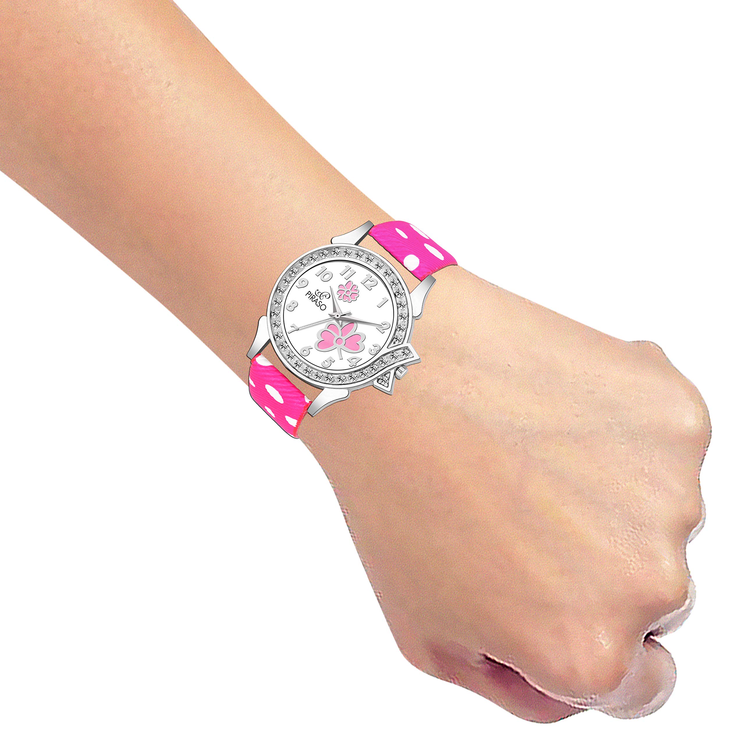 PIRASO Women's Watch - Elegant Pink & White Dial, Stainless Steel Band, Water Resistant - Perfect for Casual Wear, Office, and Special Occasions