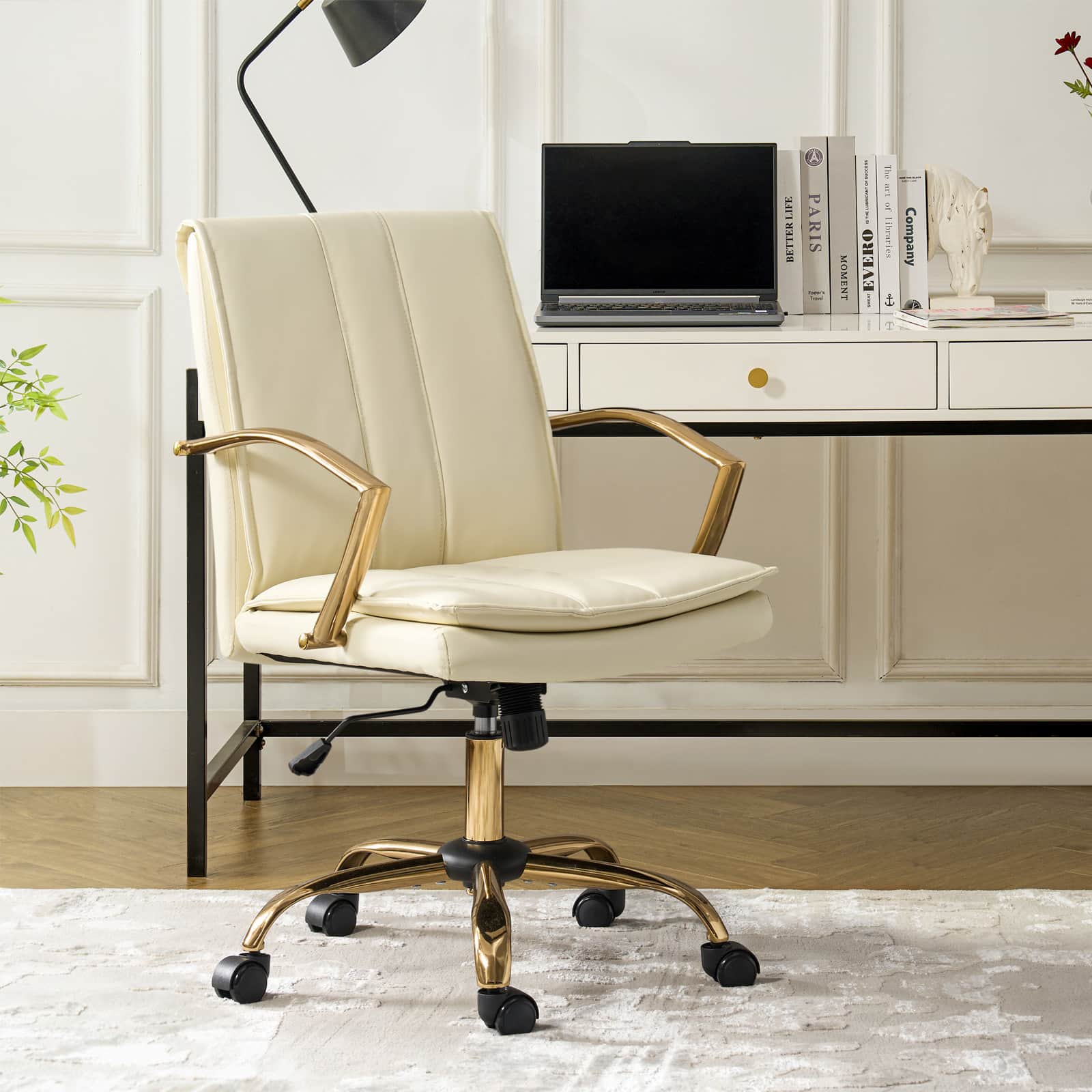 Roberto PU Leather Rocking Office Chair - Ergonomic Desk Chair with Adjustable Height & Swivel Base for Home Office, Gaming, and Workspace Comfort