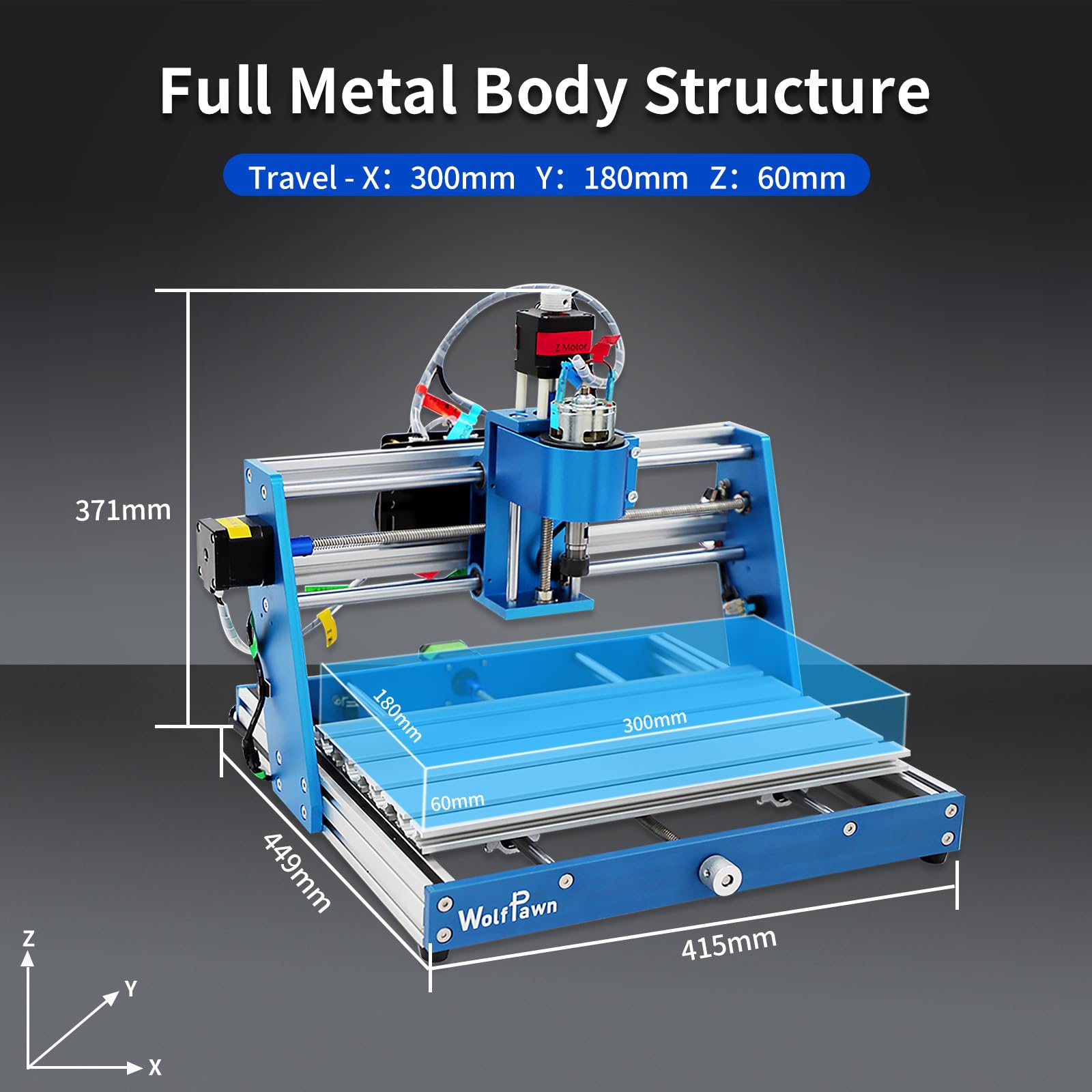 3018 CNC Router Machine - 3 Axis GRBL Control Engraver with Emergency Stop | All-Metal Blue Frame | Perfect for Wood, Acrylic, MDF, PVC & Plastic | 300x180x60mm Work Area | 775 Motor | Ideal for DIY Projects, Hobbyists & Beginners in Woodworking & Engraving