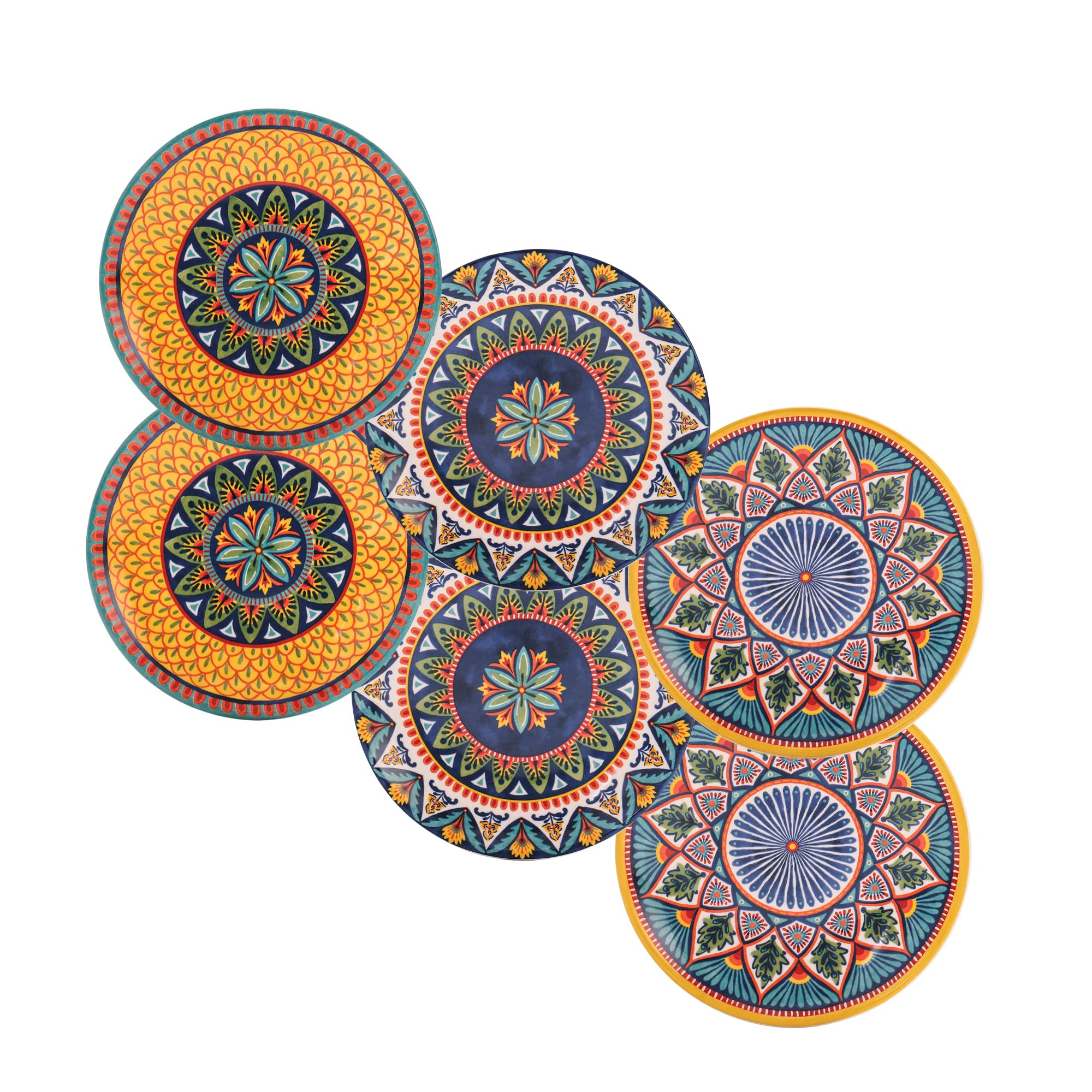Bico Havana 6 Inch Ceramic Appetizer Plates Set of 6 - Salad, Snack & Dessert Dishes - Microwave & Dishwasher Safe - Perfect for Parties, Entertaining & Home Dining